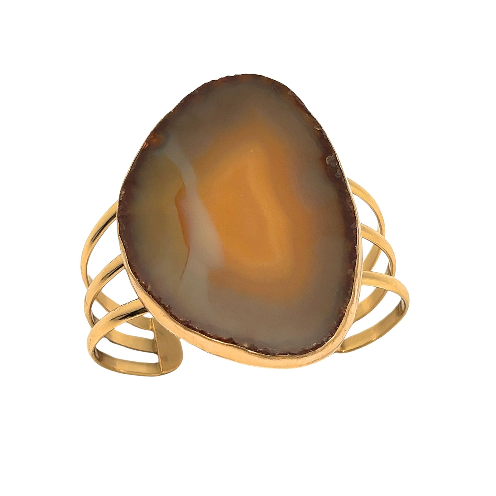 Alchemia Brown/Nude Agate Slice Multi-Band Cuff - Style #8 | Charles Albert Jewelry