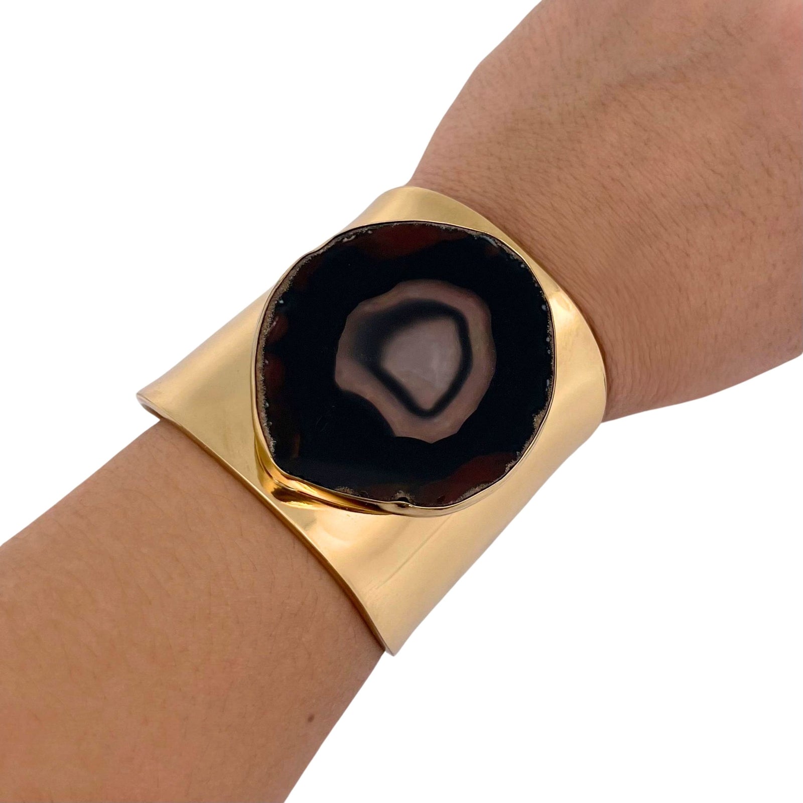Alchemia Brown/Nude Agate Slice Solid Cuff - Style #8 | Charles Albert Jewelry