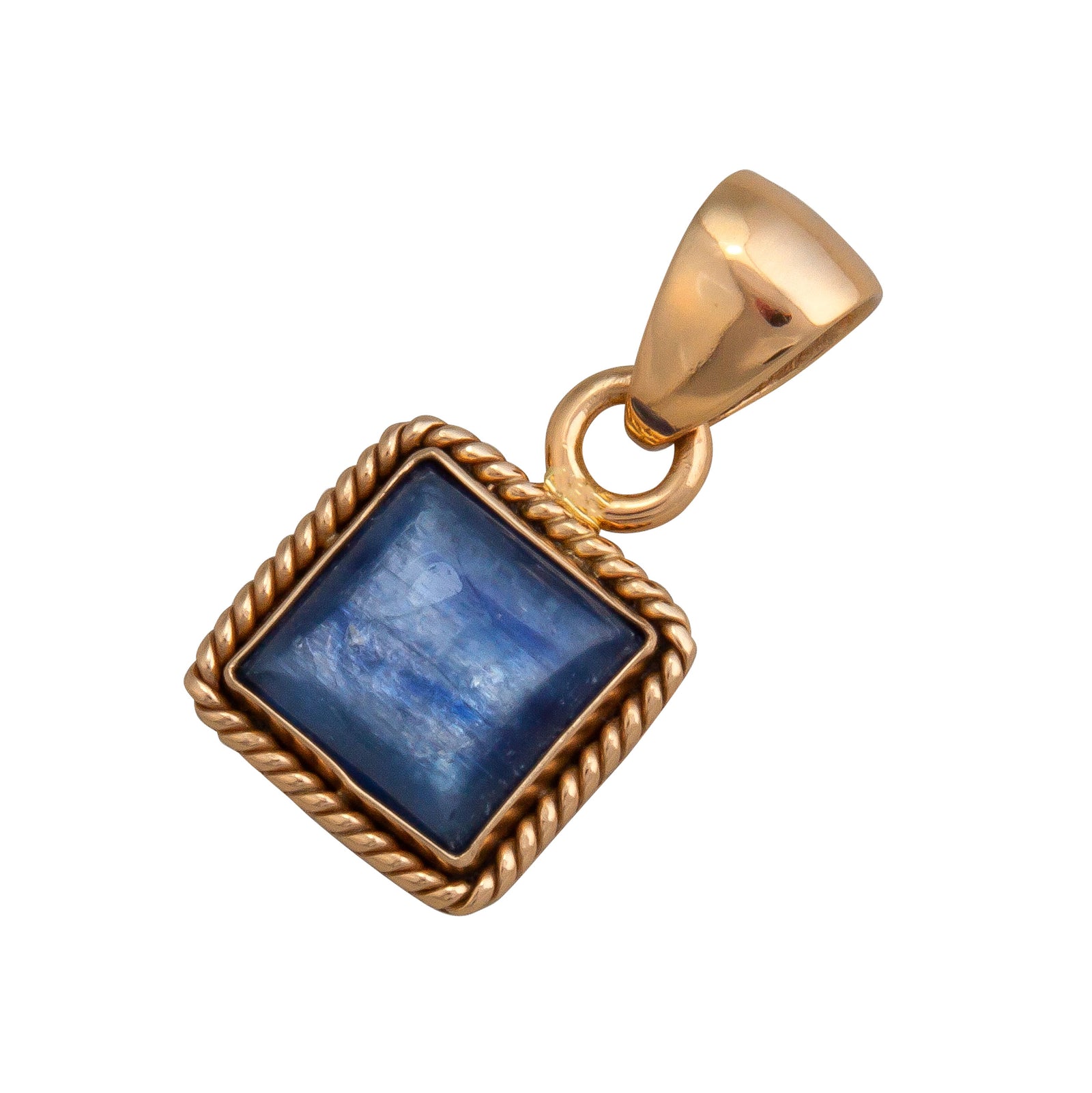Alchemia Kyanite Square Pendant with Rope Edge | Charles Albert Jewelry