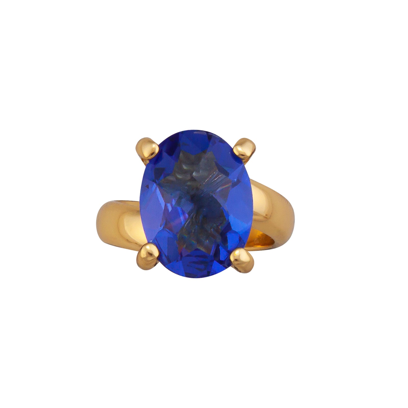 Alchemia Lab Created Tanzanite Oval Prong Set Ring | Charles Albert Jewelry