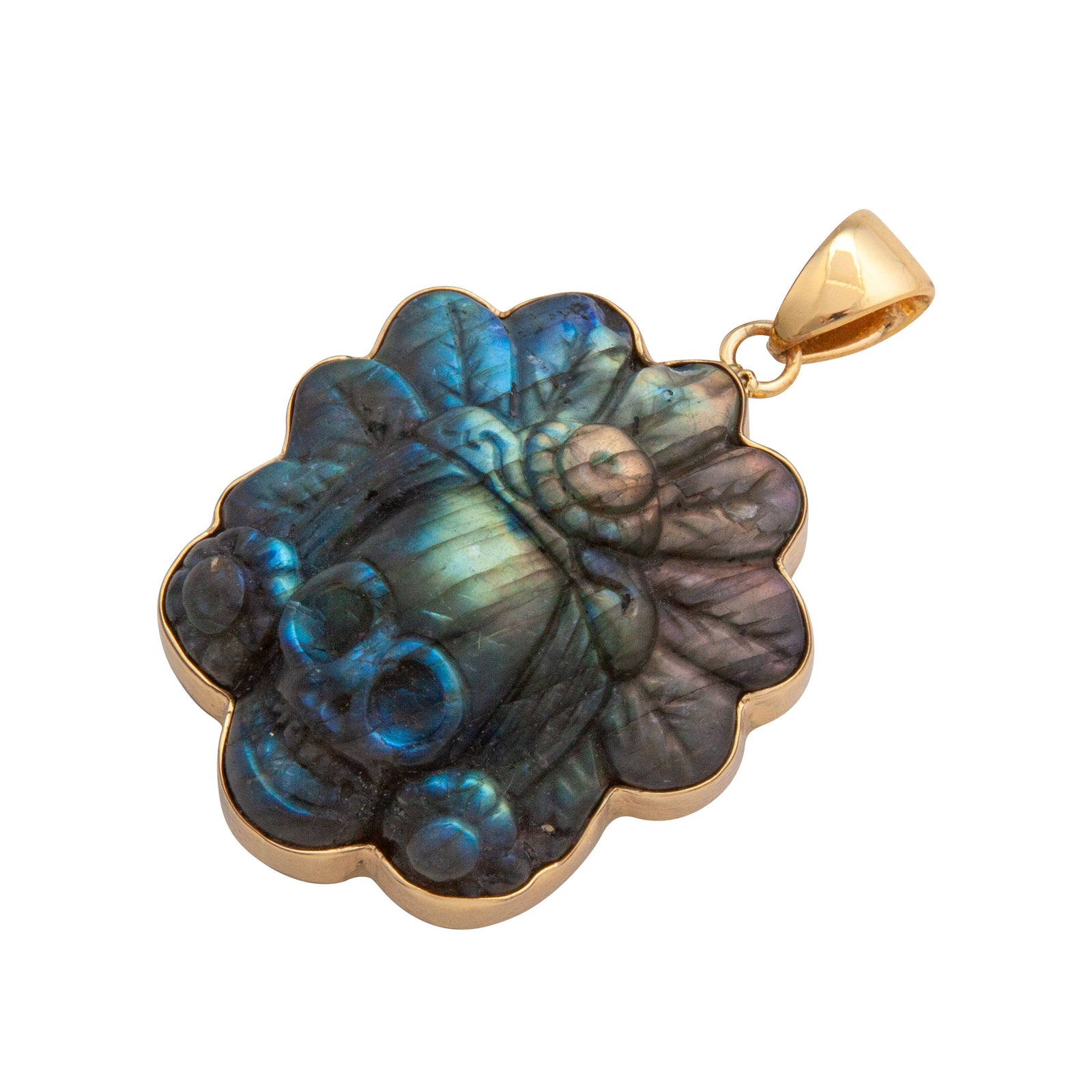 Alchemia Labradorite Headdress Skull Pendant | Charles Albert Jewelry