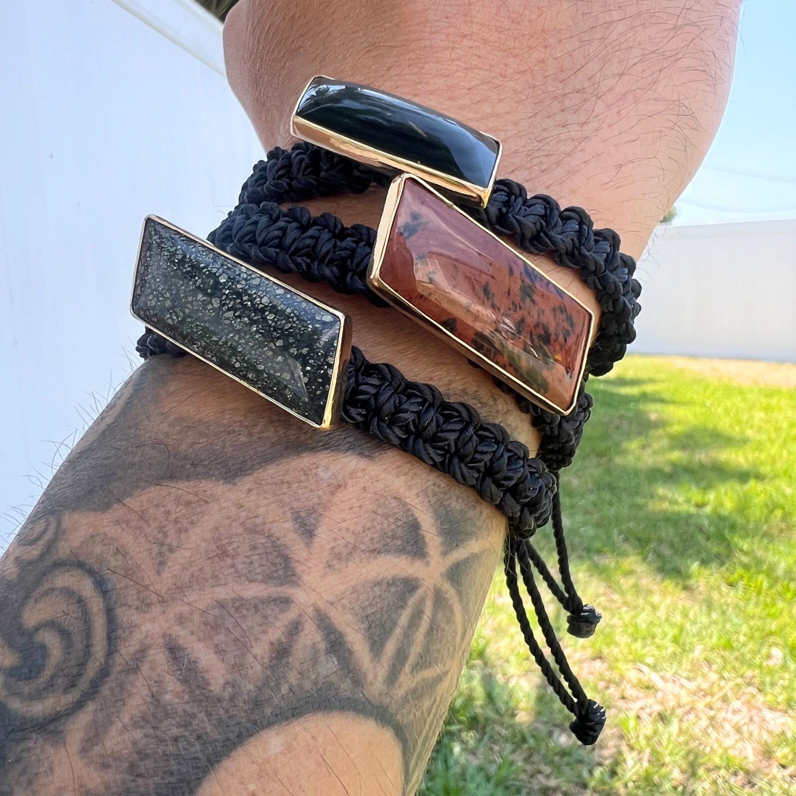 Alchemia Mahogany Obsidian Adjustable Woven Bracelet | Charles Albert Jewelry