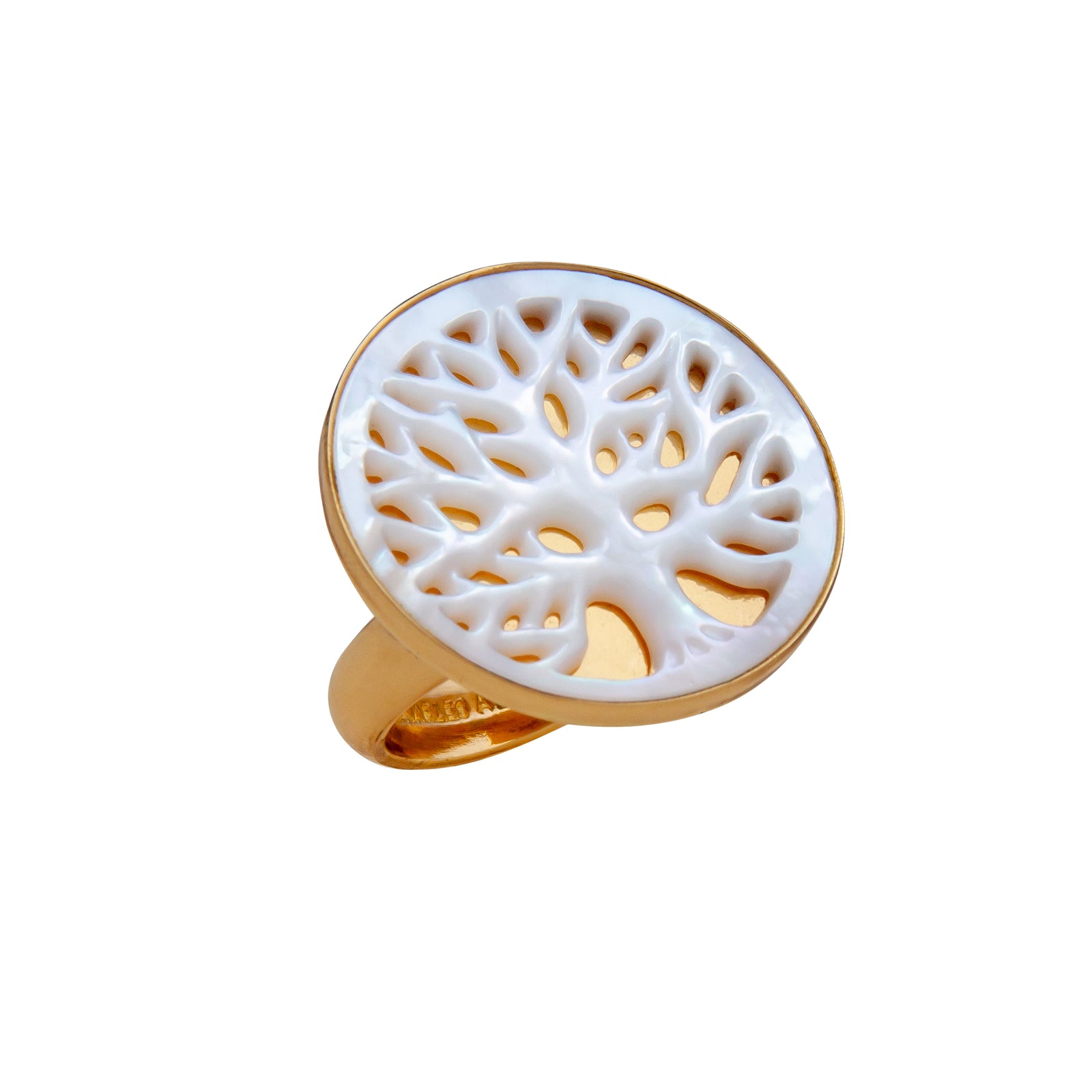 Alchemia Mother of Pearl Tree of Life High Polish Adjustable Ring | Charles Albert Jewelry