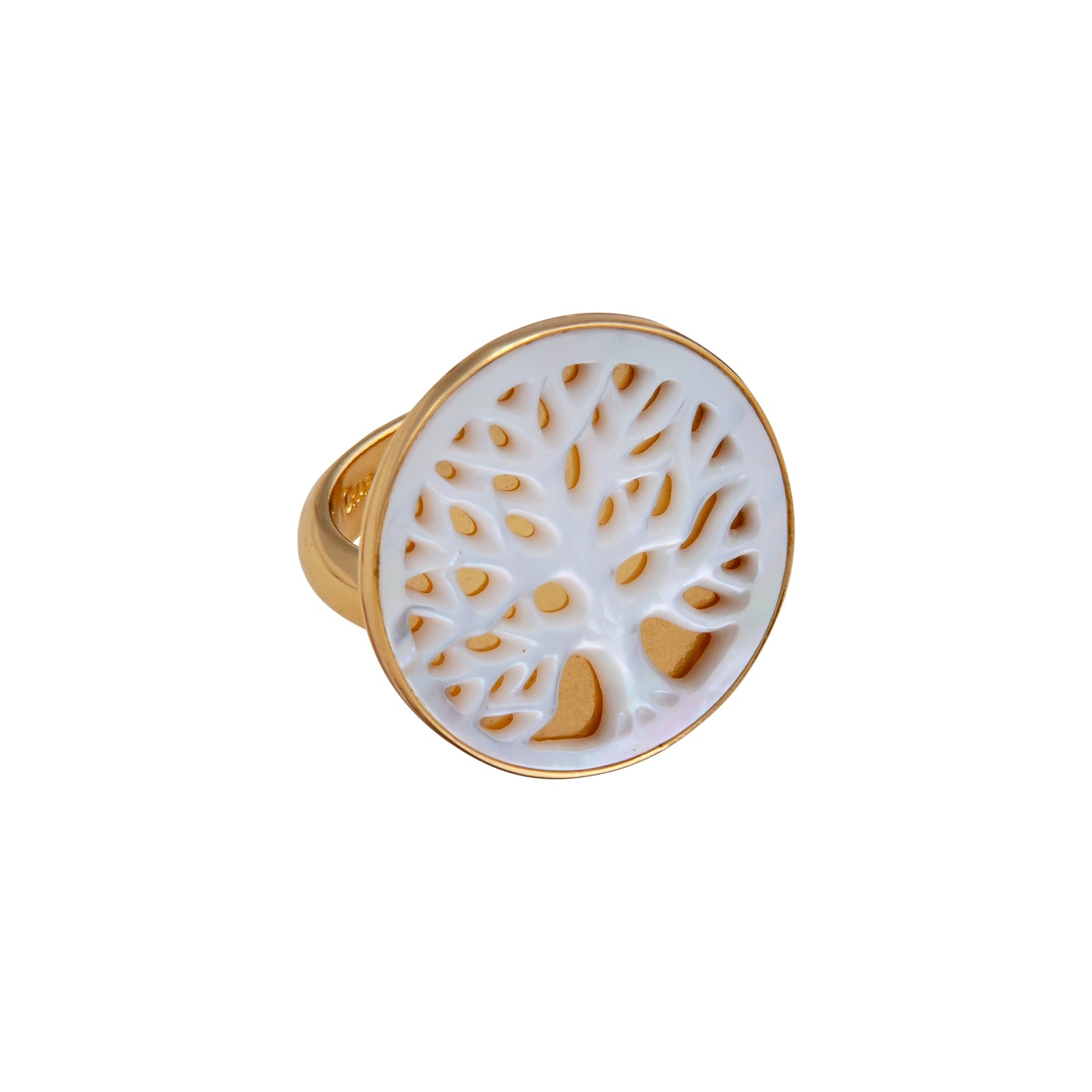 Alchemia Mother of Pearl Tree of Life High Polish Adjustable Ring | Charles Albert Jewelry
