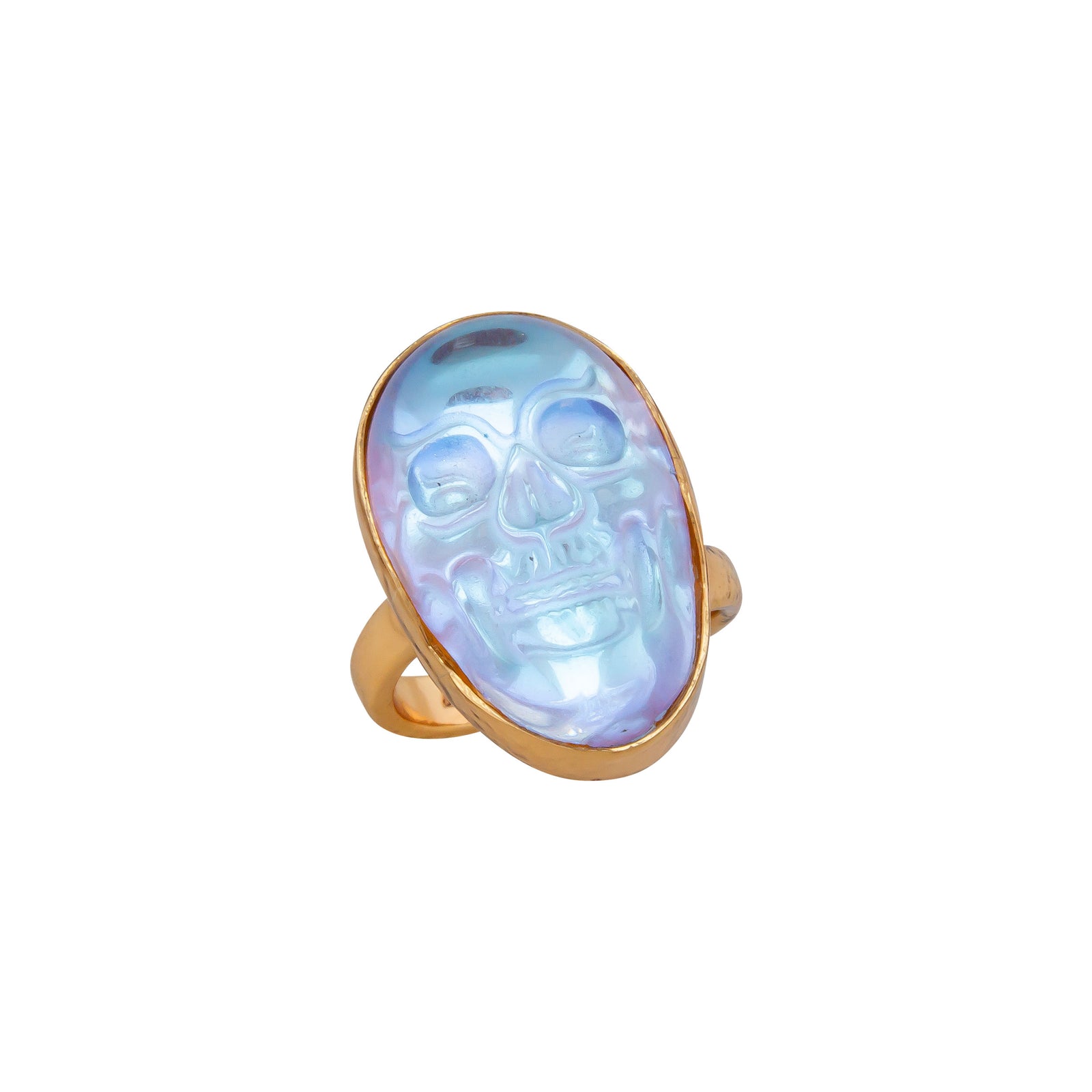 Alchemia Petite Luminite Skull Adjustable Ring | Charles Albert Jewelry
