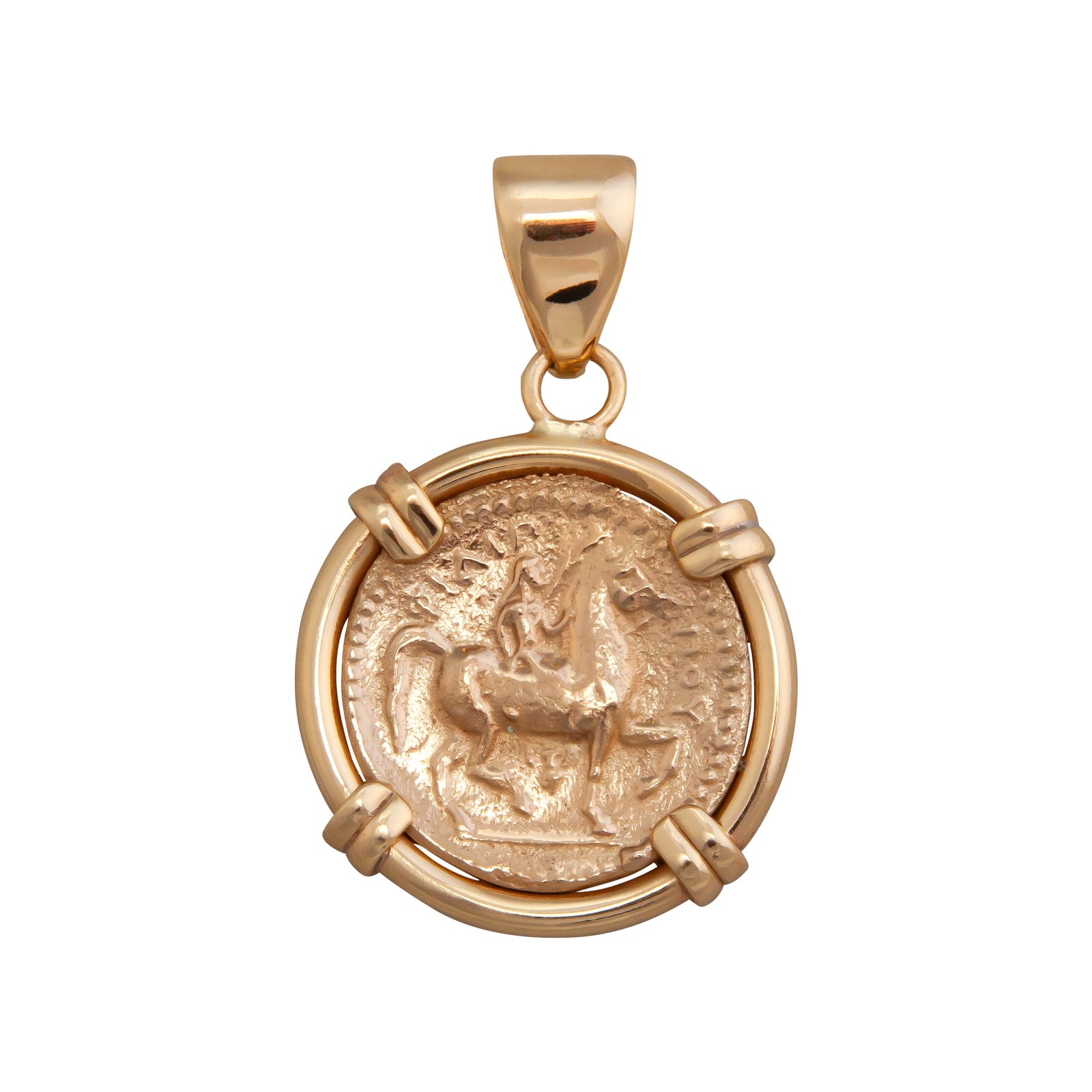 Alchemia Replica Greek Coin Prong Set Reversible Pendant - Back View | Charles Albert Jewelry