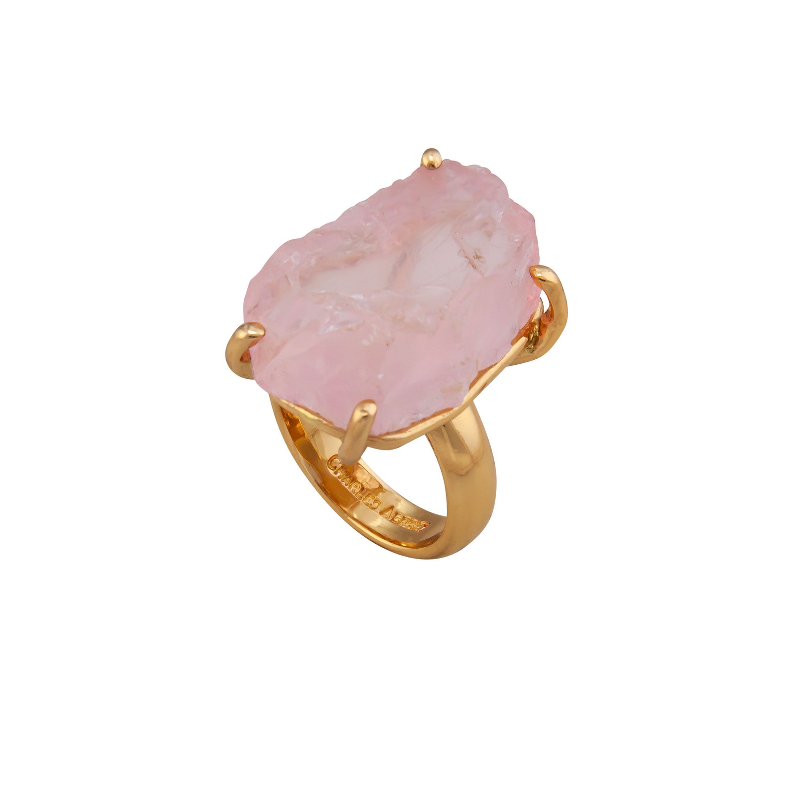 Alchemia Rose Quartz Prong Set Adjustable Ring | Charles Albert Jewelry