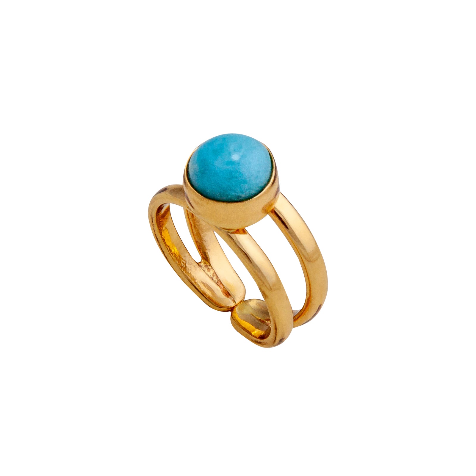 Alchemia Round Larimar Double Band Cuff Ring | Charles Albert Jewelry