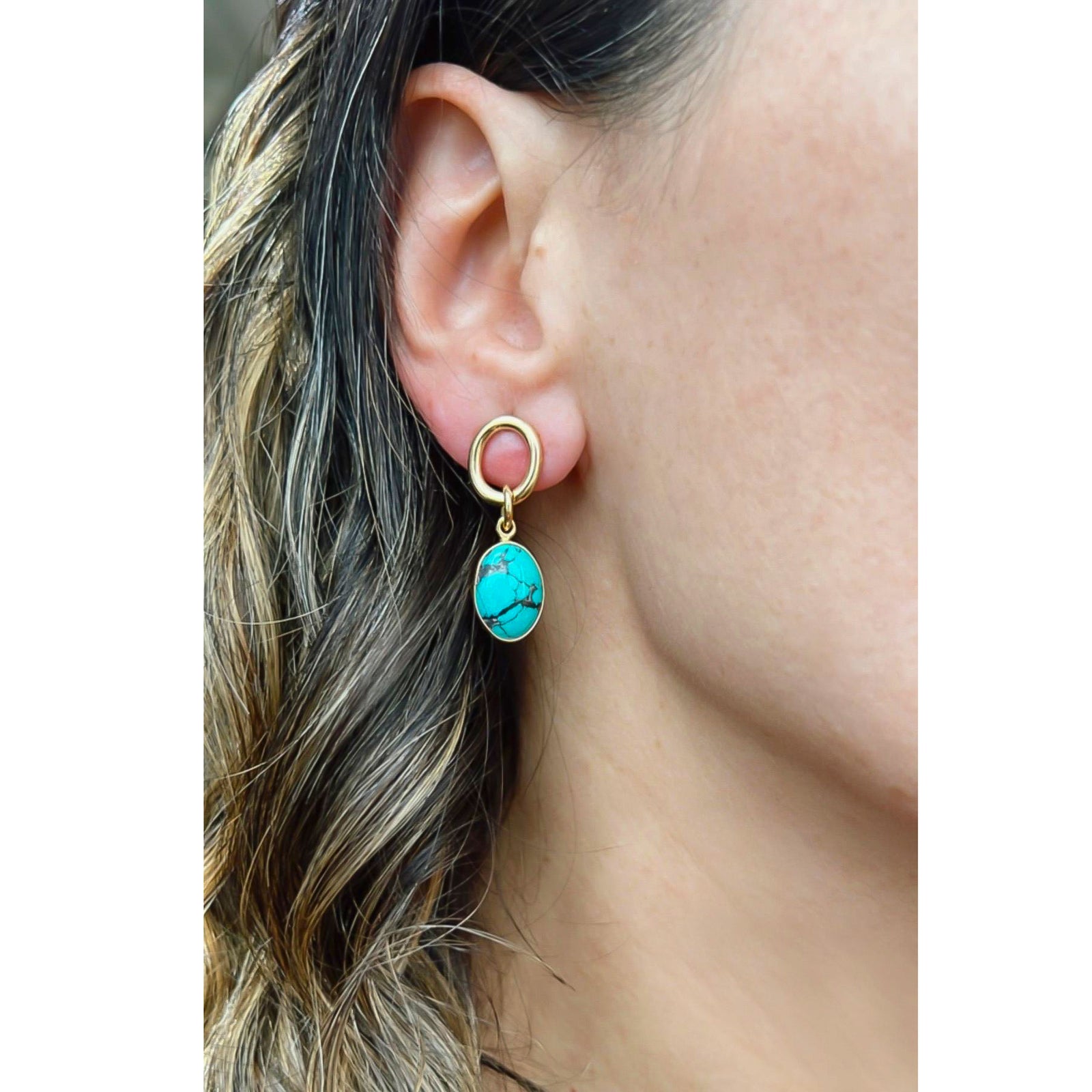 Alchemia Turquoise Oval Post Earrings | Charles Albert Jewelry