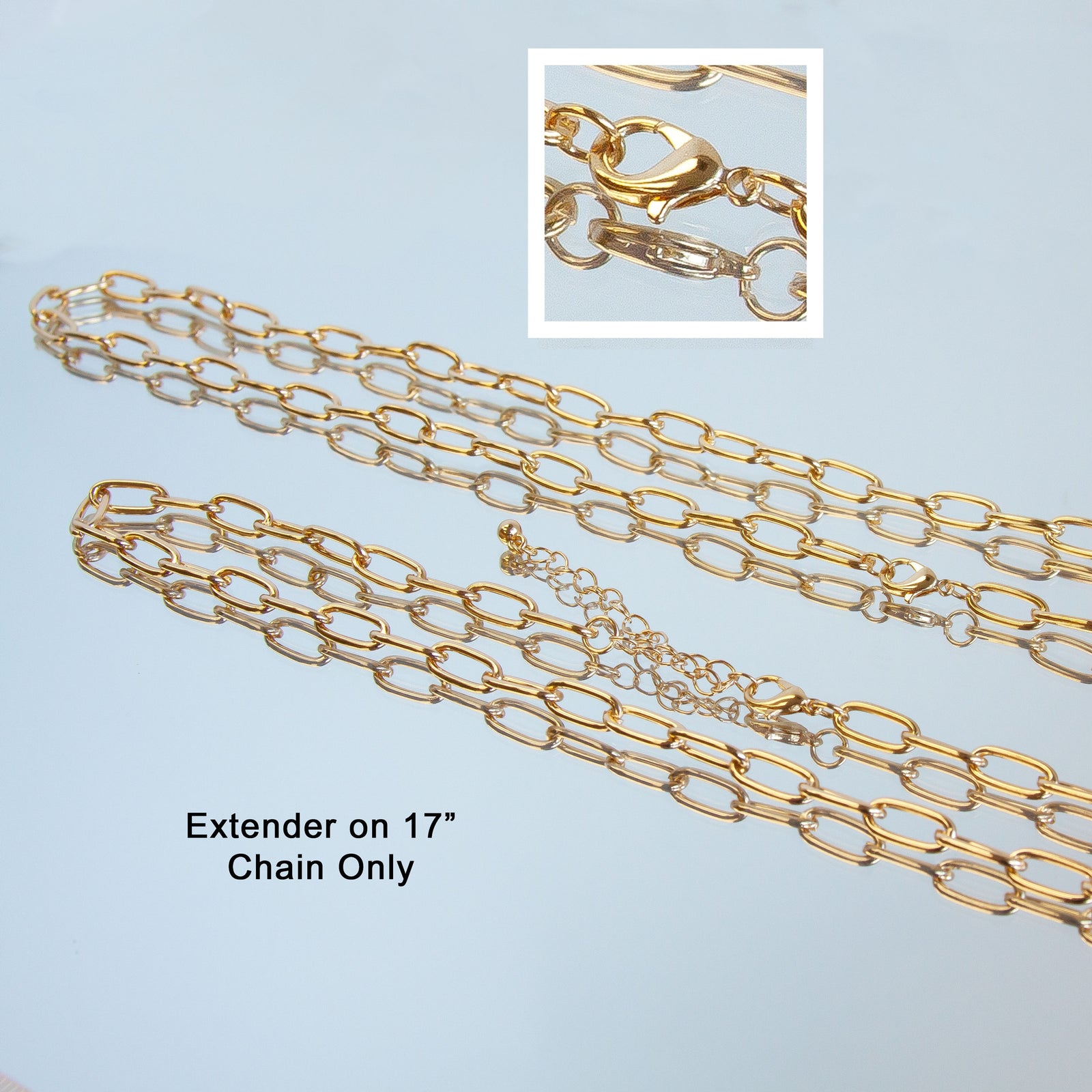 Gold Tone Base Metal Paperclip Chain with Lobster Claw Clasp | Charles Albert Jewelry