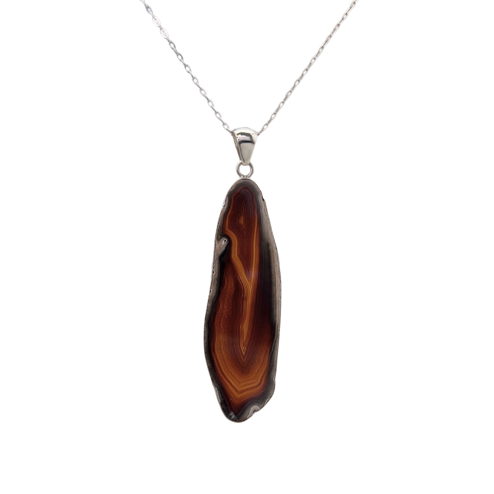 Group 2 Sterling Silver Brown/Nude Agate Slice Pendant - Style #15 | Charles Albert Jewelry