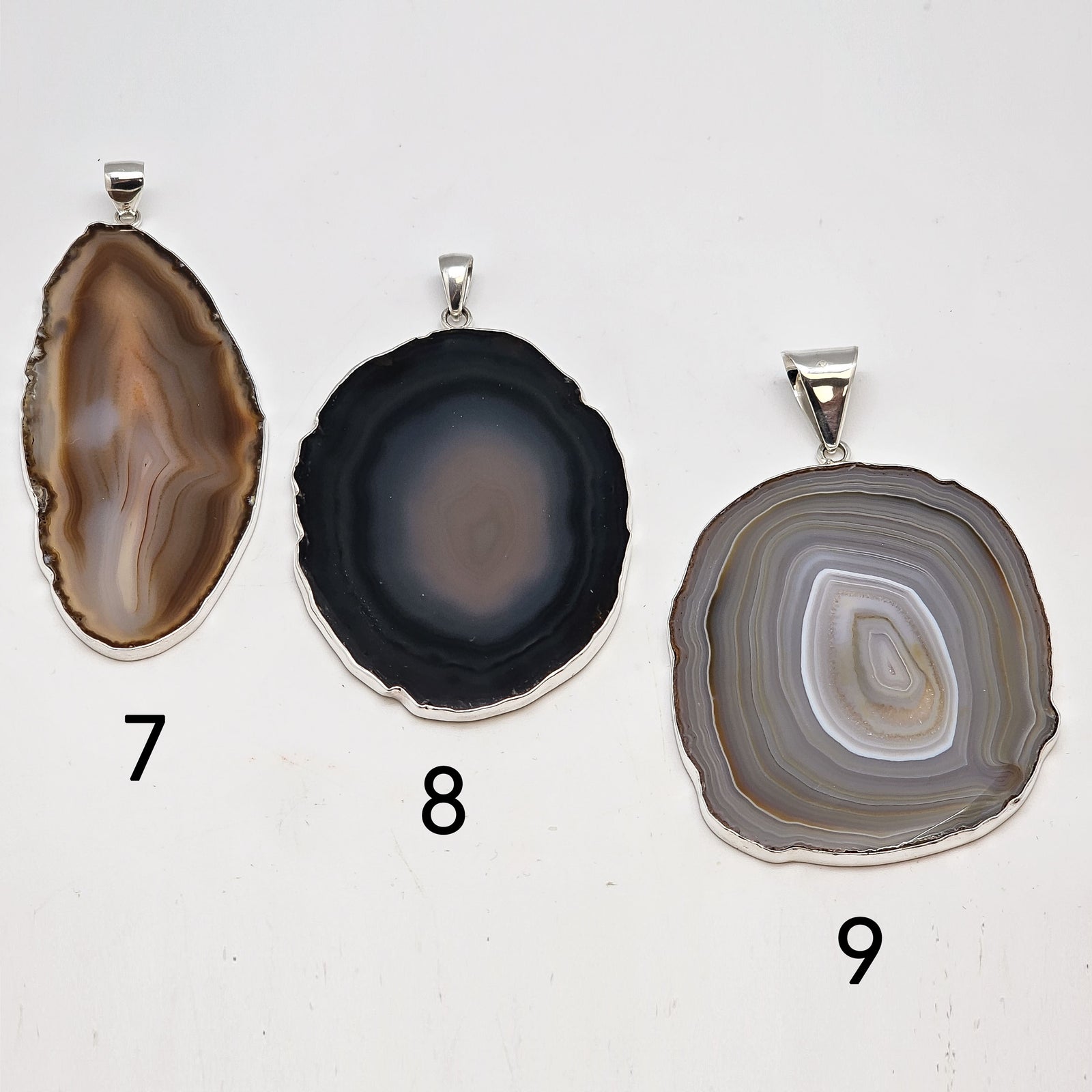 Larger Sterling Silver Brown/Nude Agate Slice Pendant | Charles Albert Jewelry