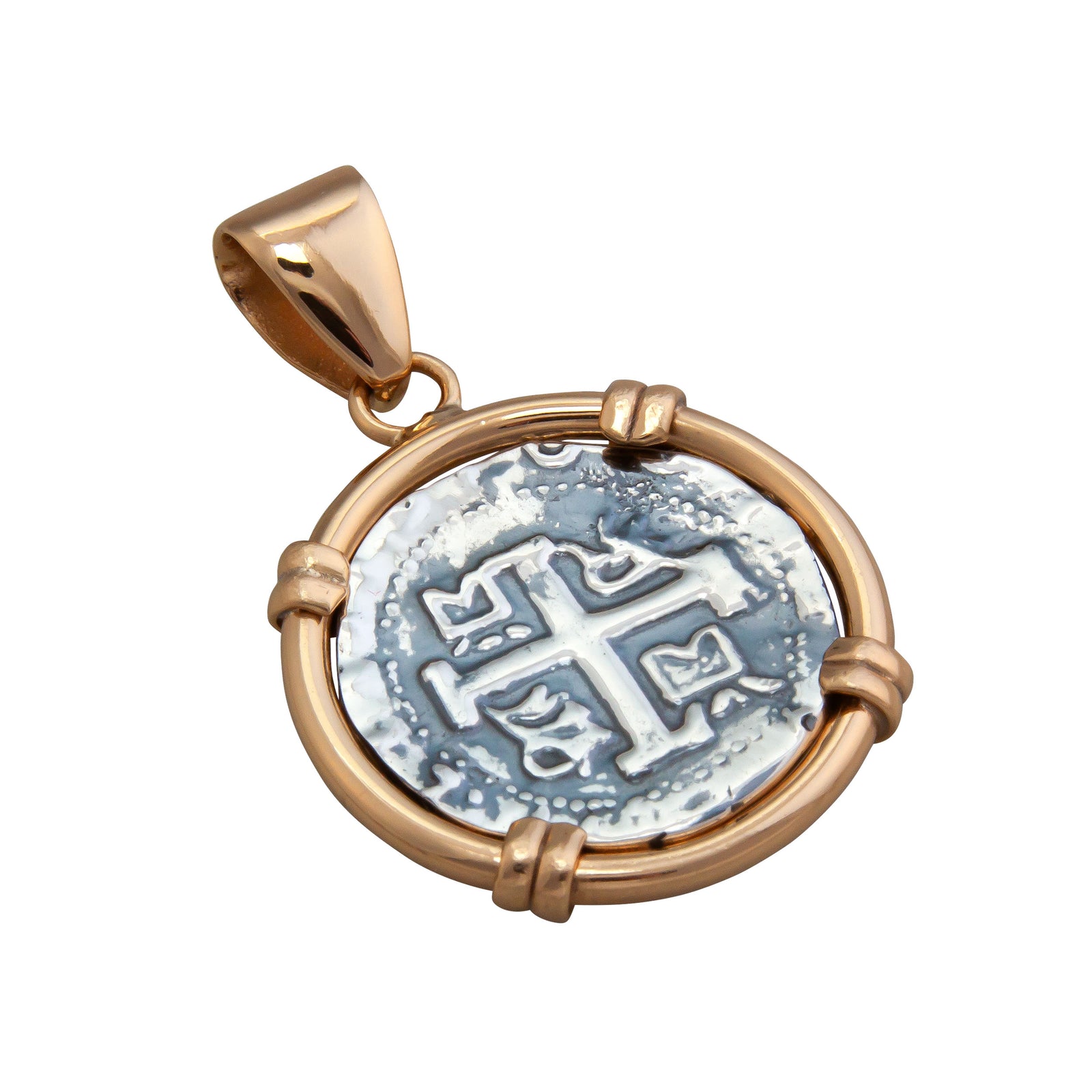 Sterling Silver and Alchemia Reversible Replica Treasure Coin Prong Pendant | Charles Albert Jewelry