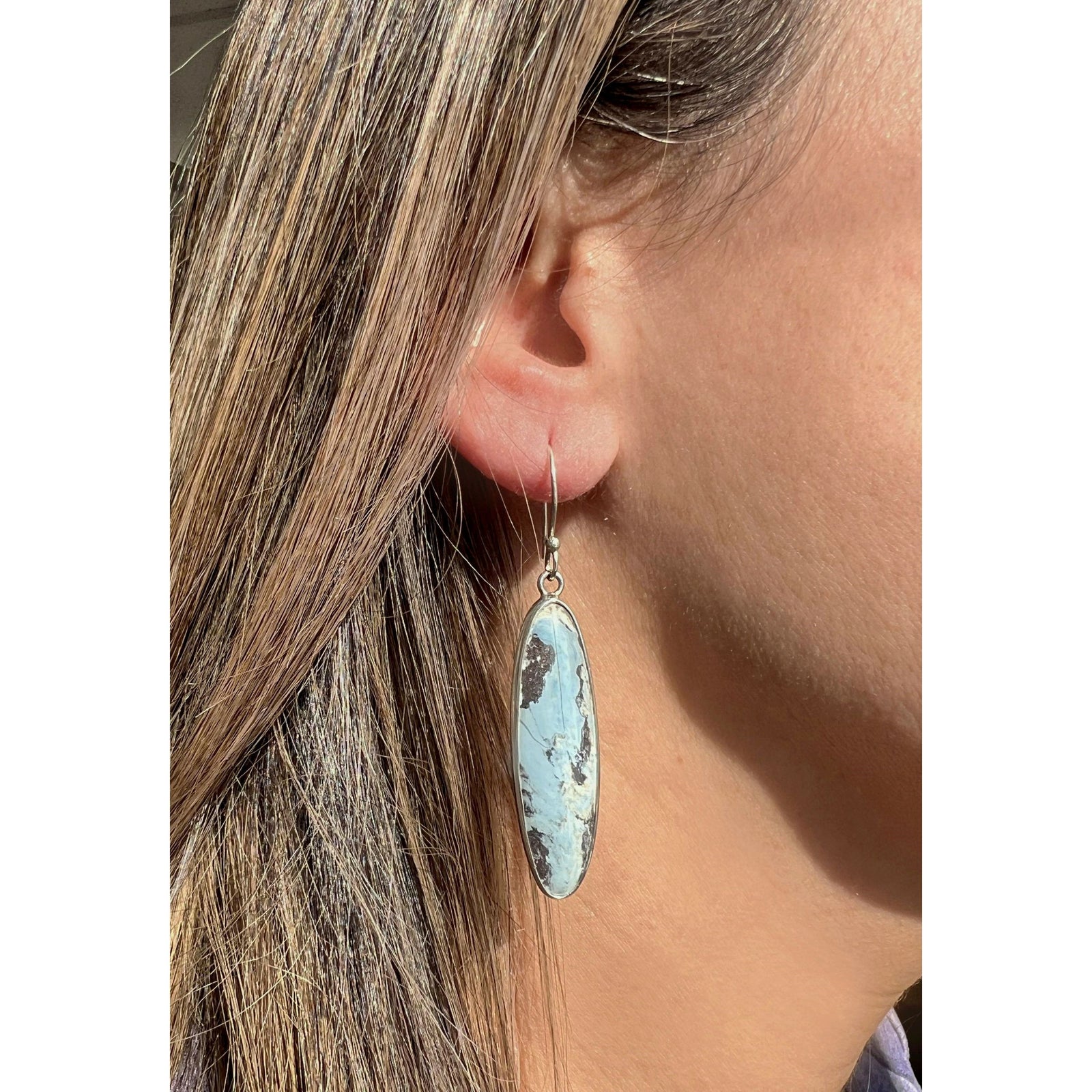 Sterling Silver Aztec Lapis Drop Earrings | Charles Albert Jewelry