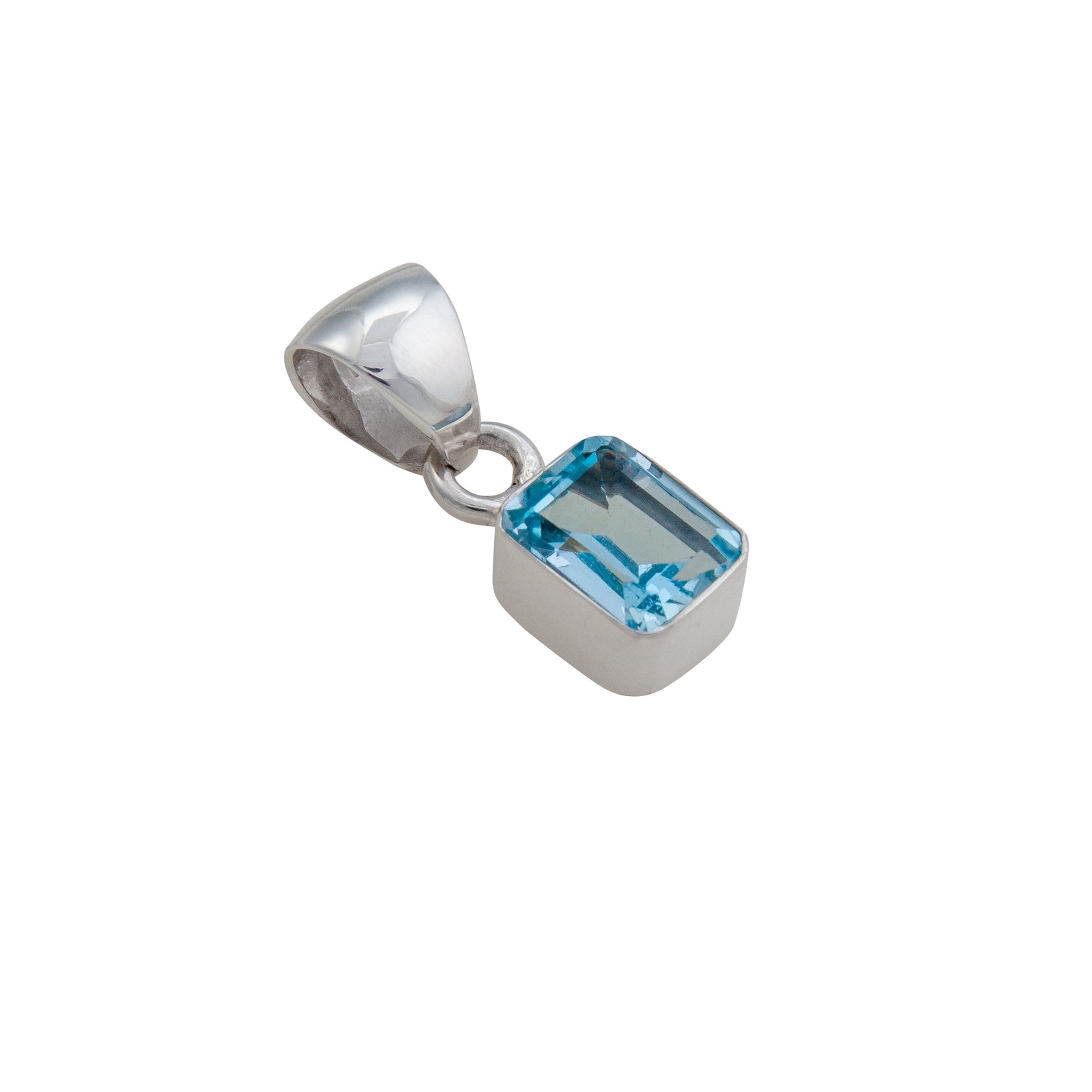 Sterling Silver Blue Topaz Mini Pendant | Charles Albert Jewelry