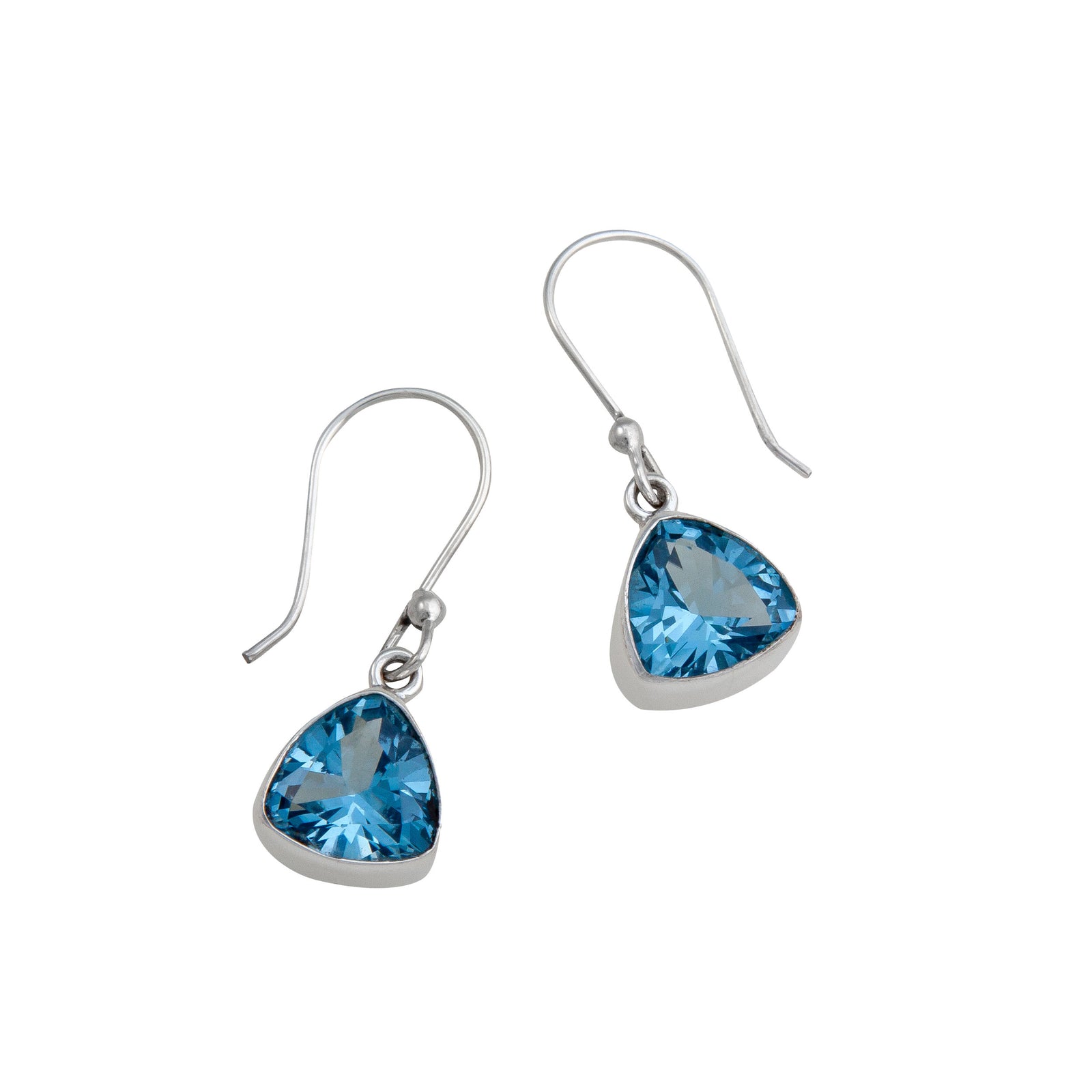 Sterling Silver Blue Topaz Trillion Drop Earrings | Charles Albert Jewelry