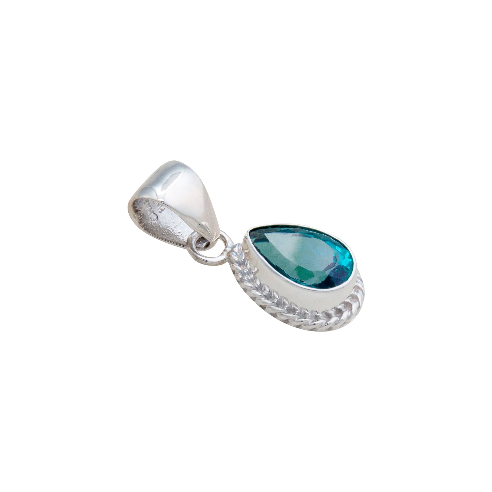 Sterling Silver Chrome Dioptase Teardrop Rope Pendant | Charles Albert Jewelry