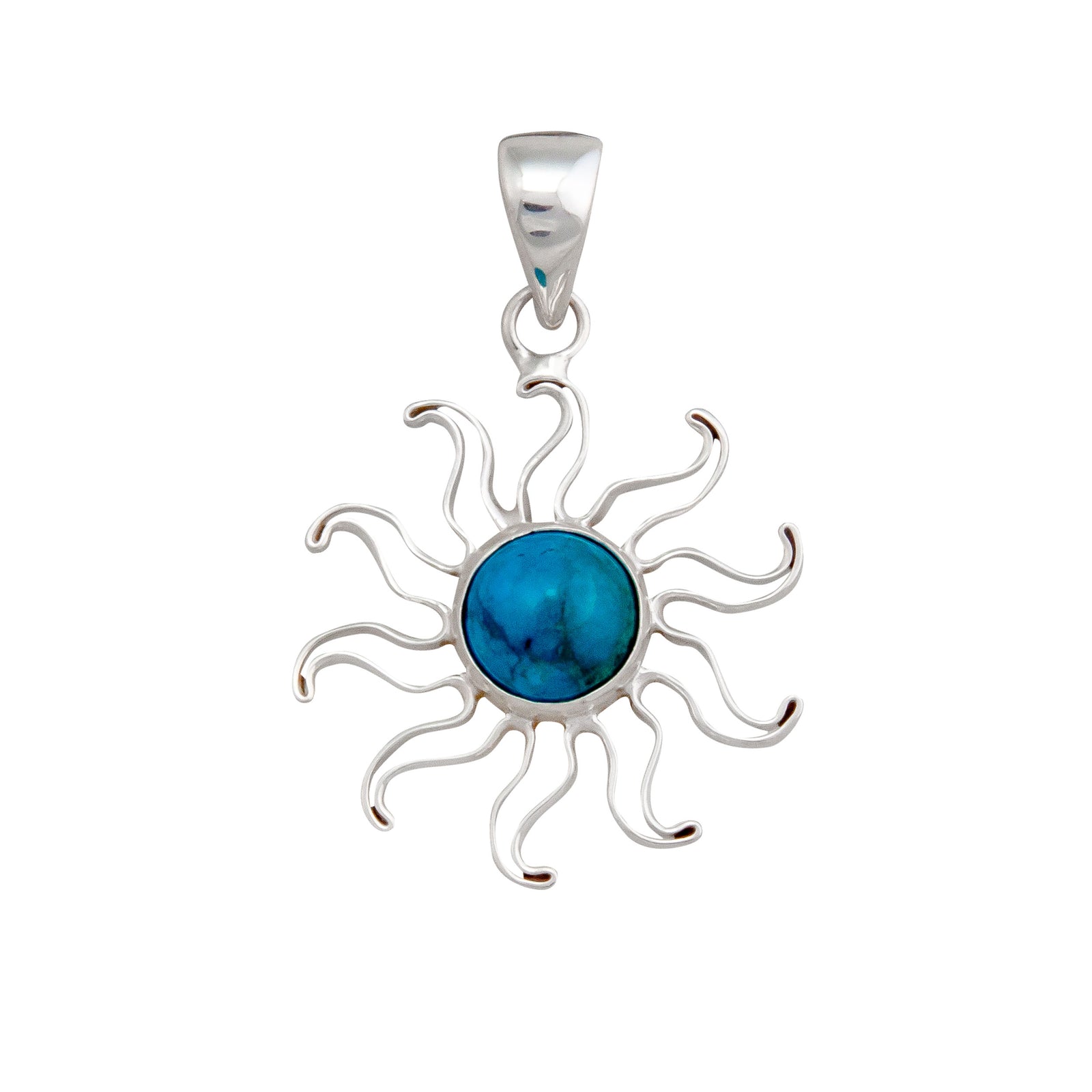 Sterling Silver Chrysocolla Sun Pendant | Charles Albert Jewelry