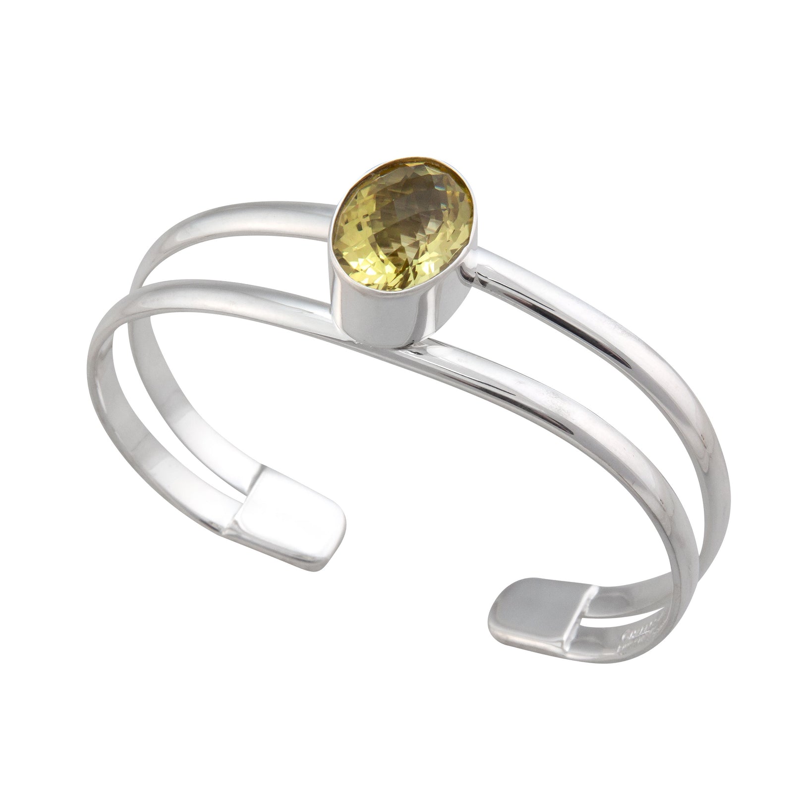 Sterling Silver Citrine Double Band Cuff | Charles Albert Jewelry