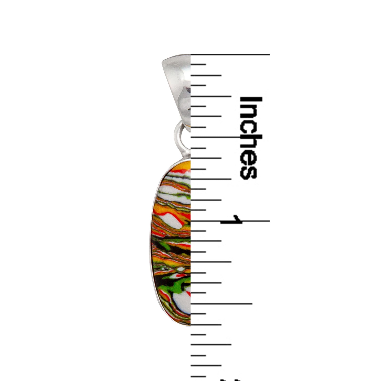 Sterling Silver Green Fordite Oval Pendant | Charles Albert Jewelry