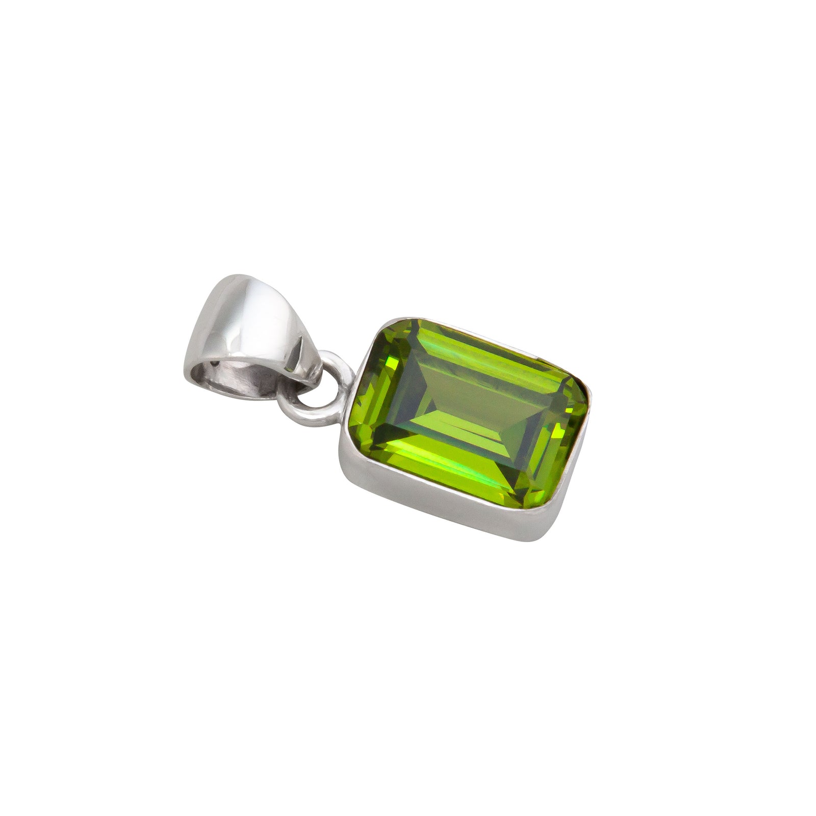 Sterling Silver Lab Created Peridot Rectangle Pendant | Charles Albert Jewelry