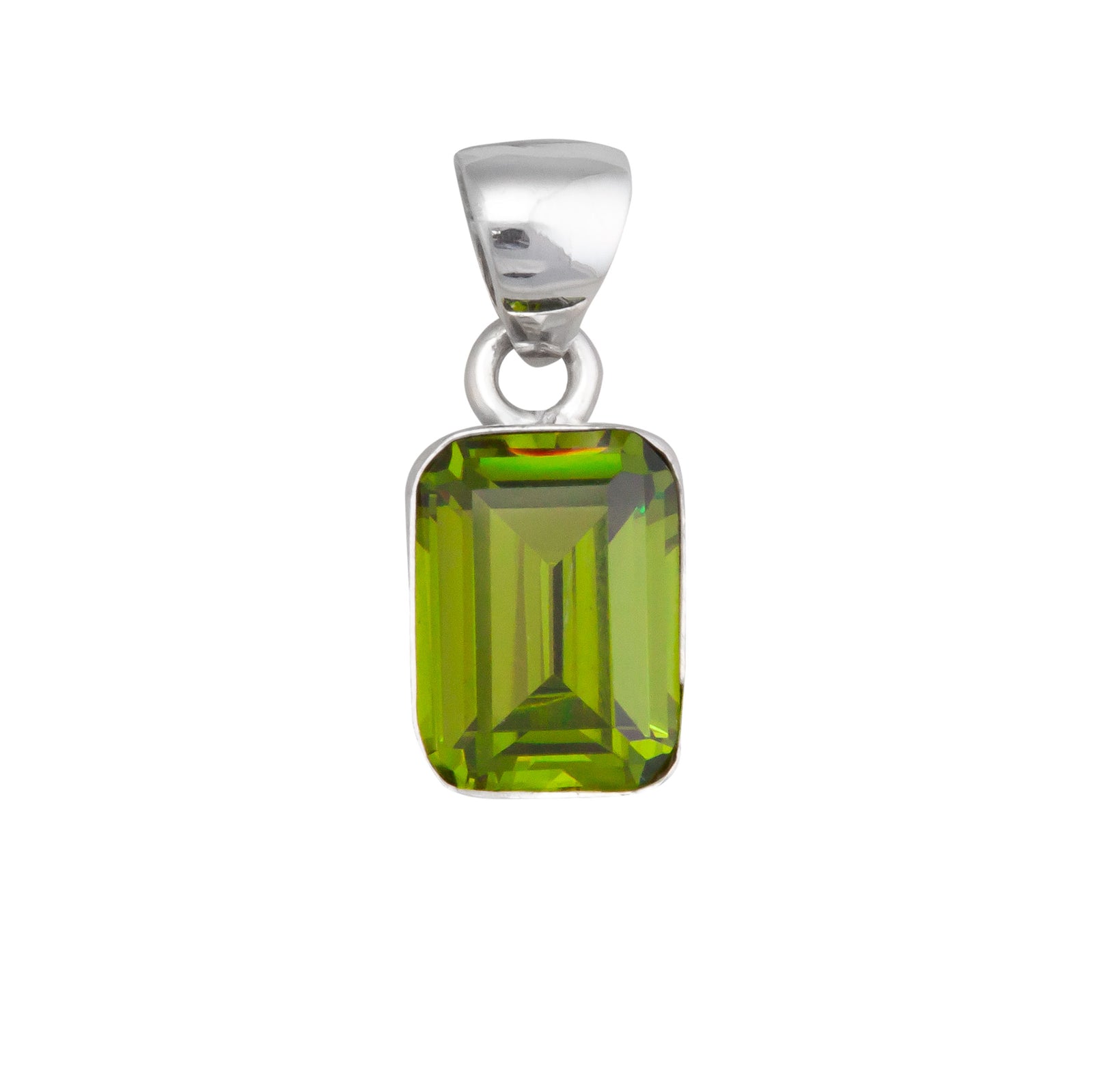 Sterling Silver Lab Created Peridot Rectangle Pendant | Charles Albert Jewelry