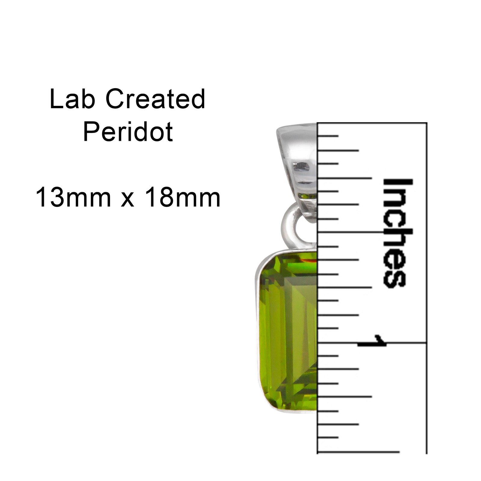 Sterling Silver Lab Created Peridot Rectangle Pendant | Charles Albert Jewelry