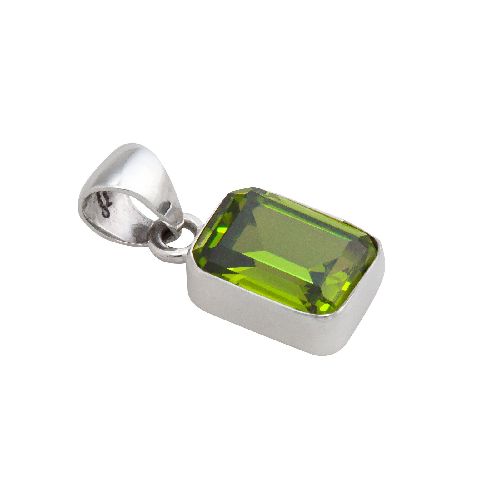 Sterling Silver Lab Created Peridot Rectangle Pendant | Charles Albert Jewelry