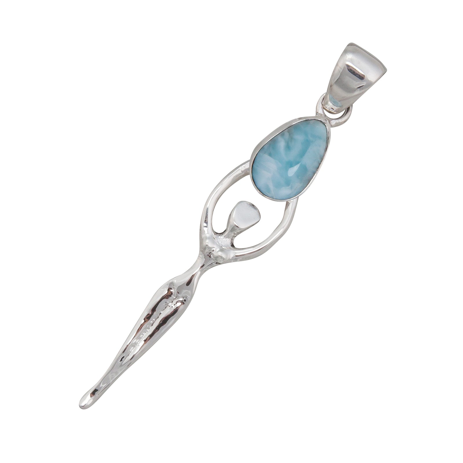 Sterling Silver Larimar Goddess Pendant | Charles Albert Jewelry