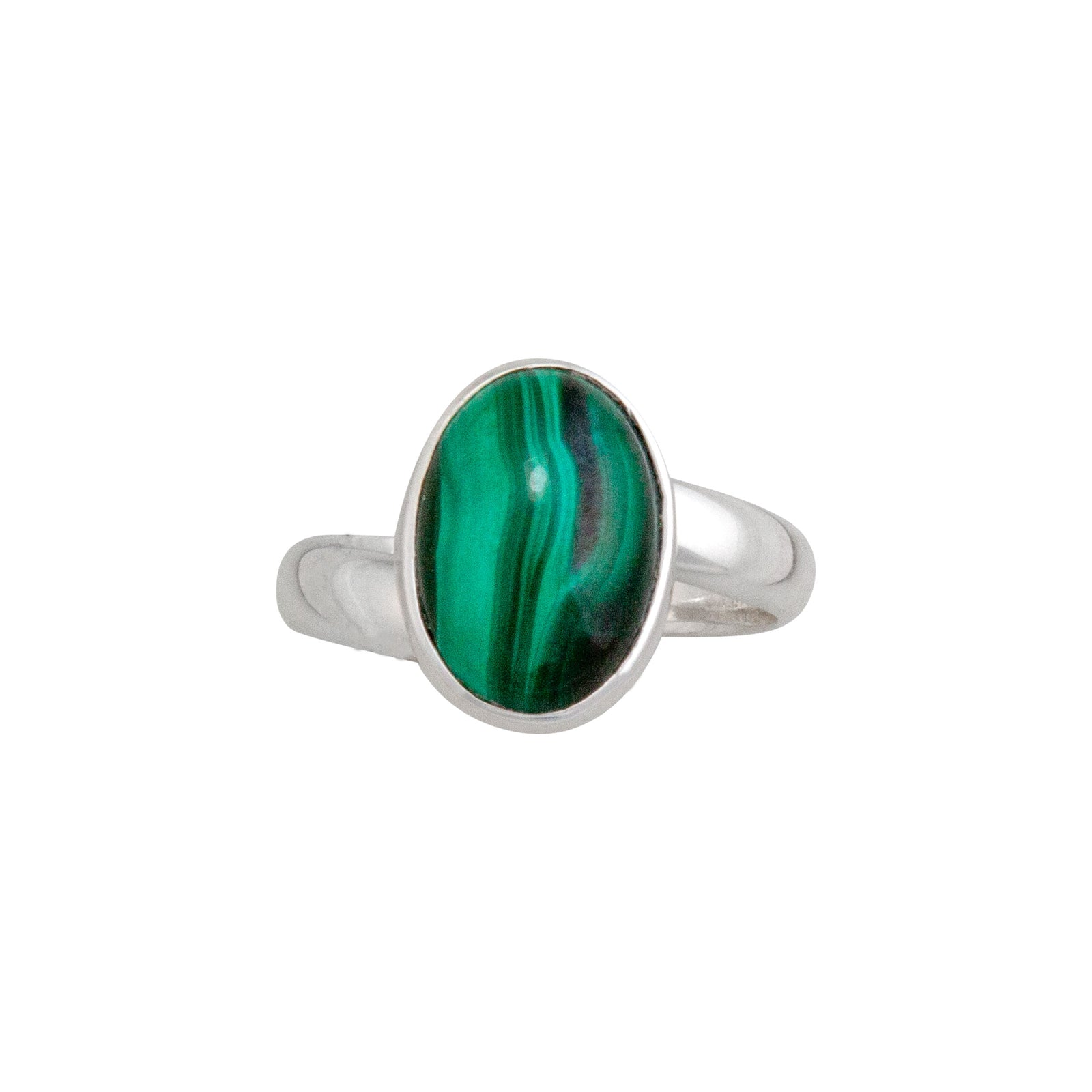 Sterling Silver Malachite Petite Adjustable Ring | Charles Albert Jewelry