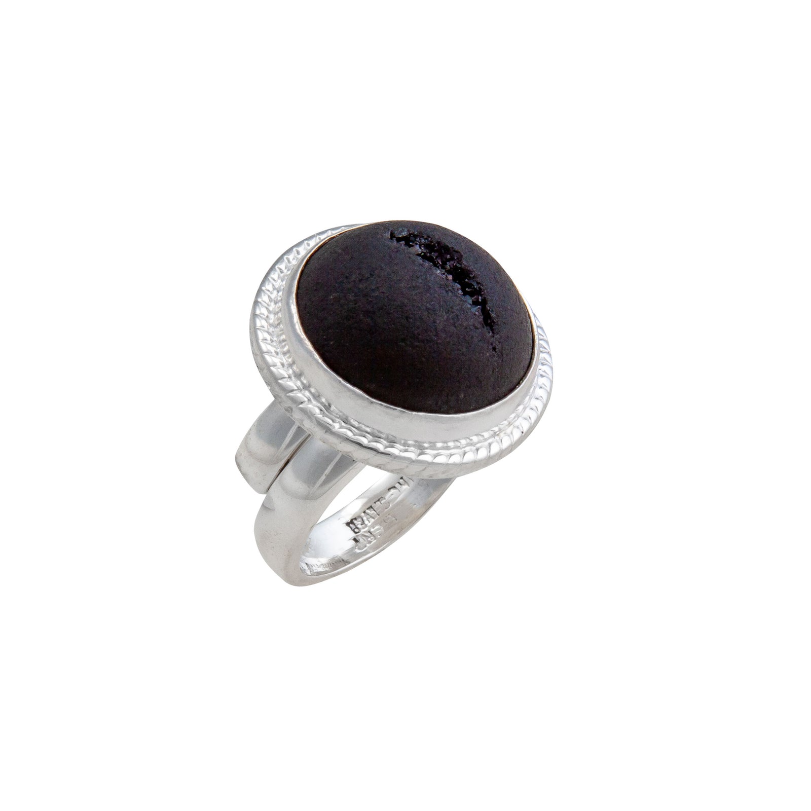 Sterling Silver Matte Black Druzy Ring | Charles Albert Jewelry