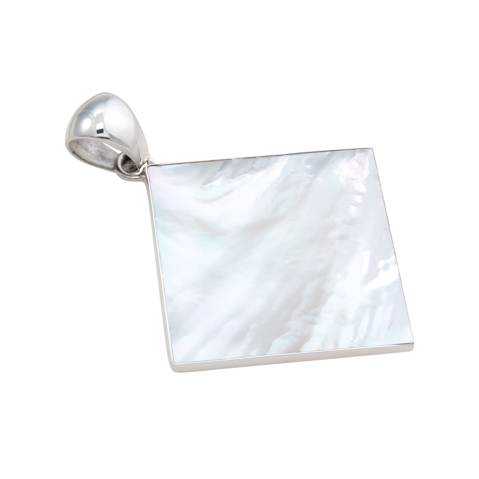 Sterling Silver Mother of Pearl Diamond Pendant | Charles Albert Jewelry