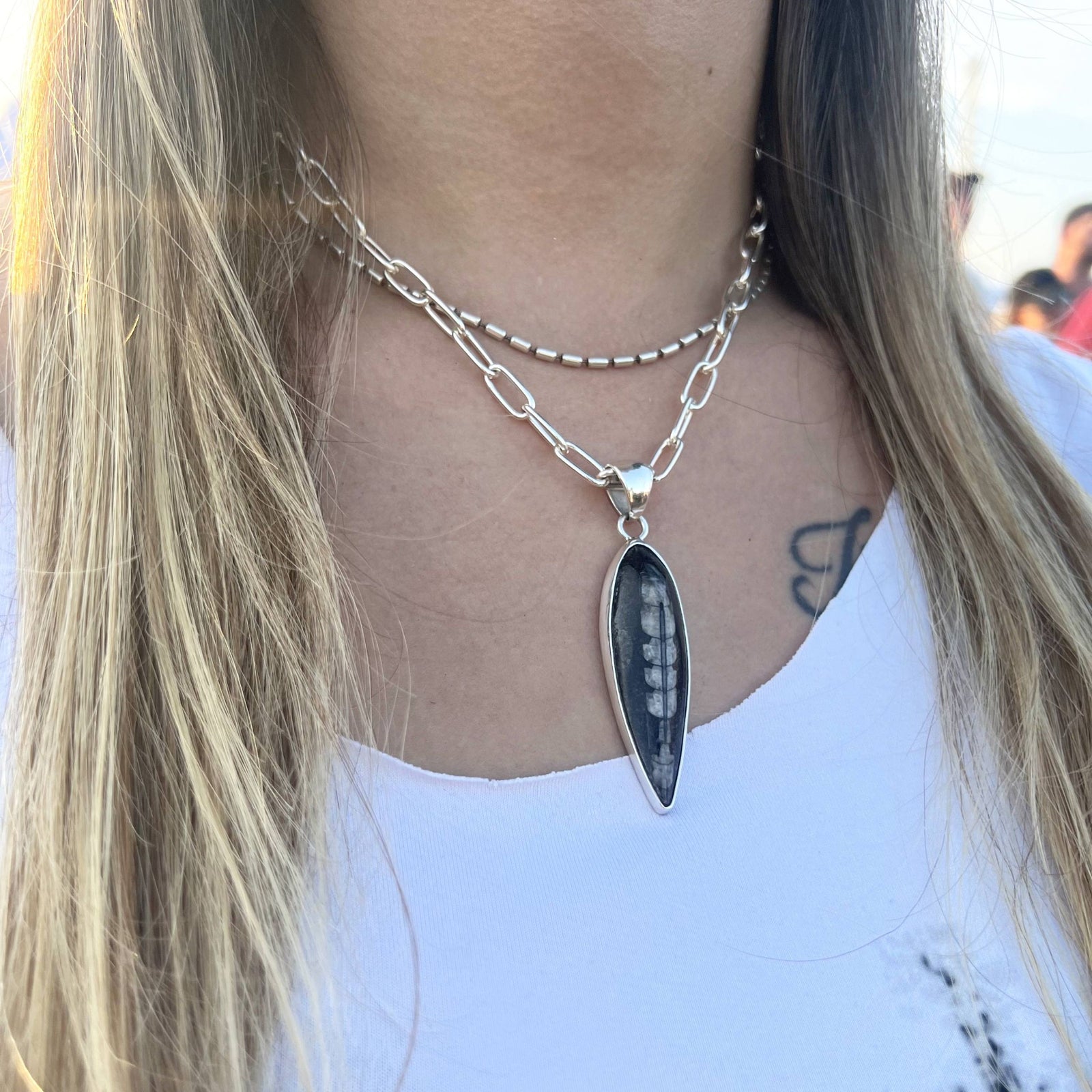 Sterling Silver Orthoceras Pendant | Charles Albert Jewelry