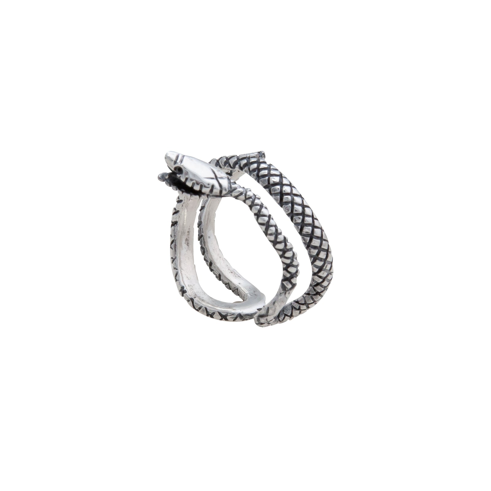 Sterling Silver Oxidized Snake Adjustable Cuff Ring | Charles Albert Jewelry