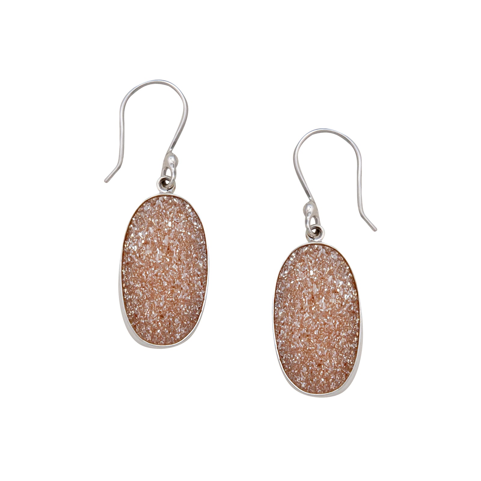 Sterling Silver Peach Druzy Drop Earrings | Charles Albert Jewelry