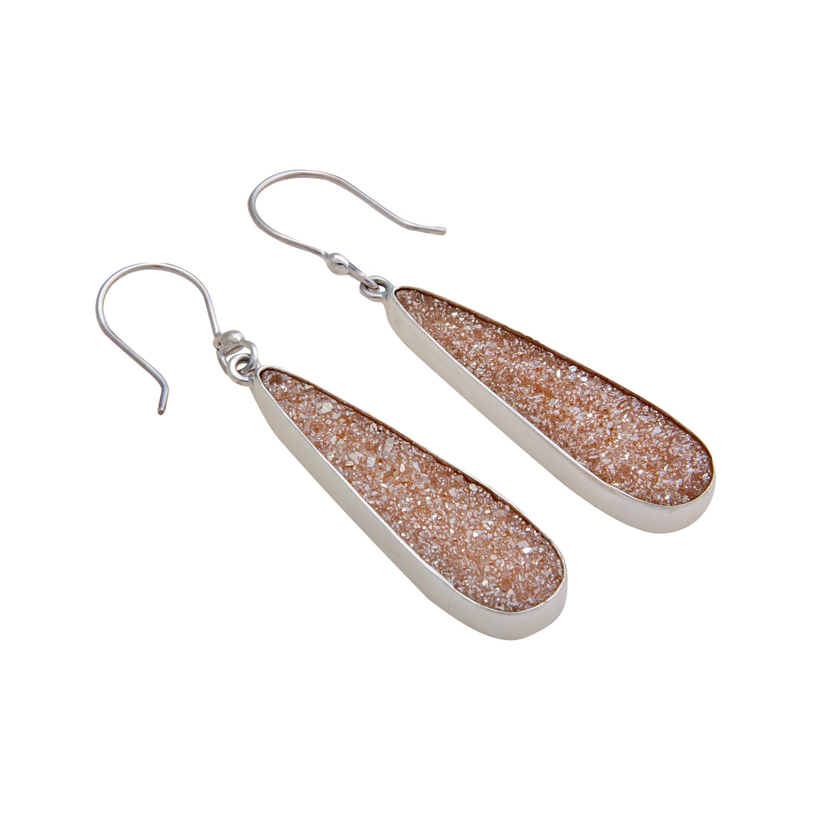 Sterling Silver Peach Druzy Teardrop Earrings | Charles Albert Jewelry