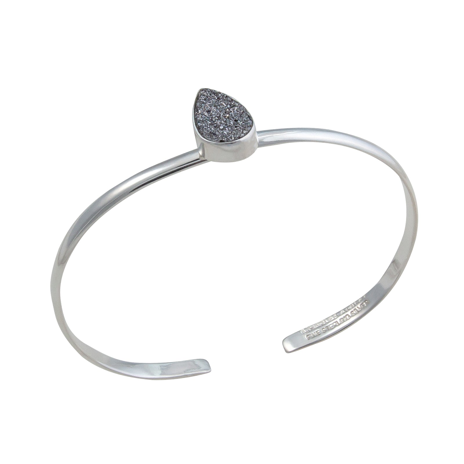 Sterling Silver Platinum Druzy Mini Cuff | Charles Albert Jewelry