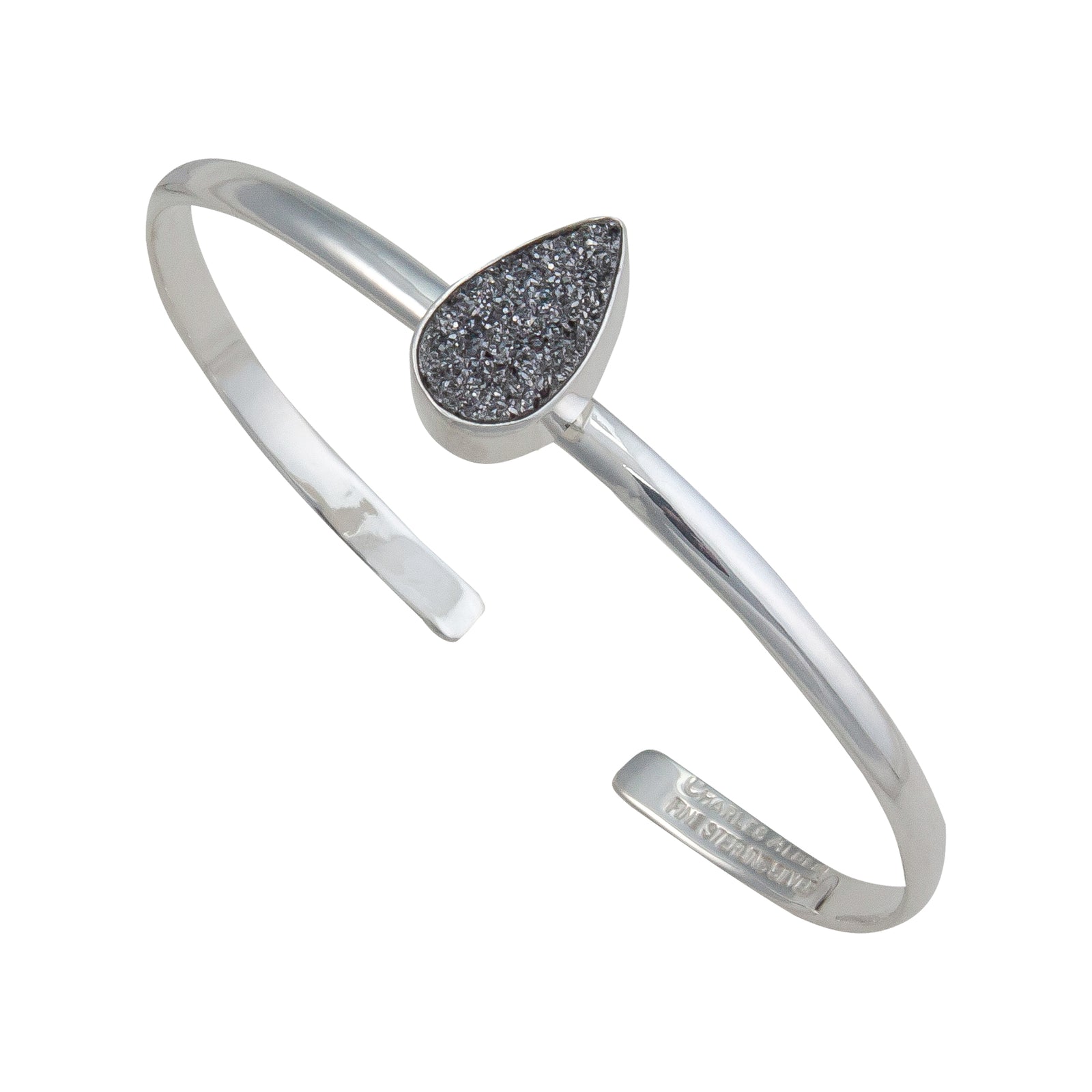 Sterling Silver Platinum Druzy Mini Cuff | Charles Albert Jewelry