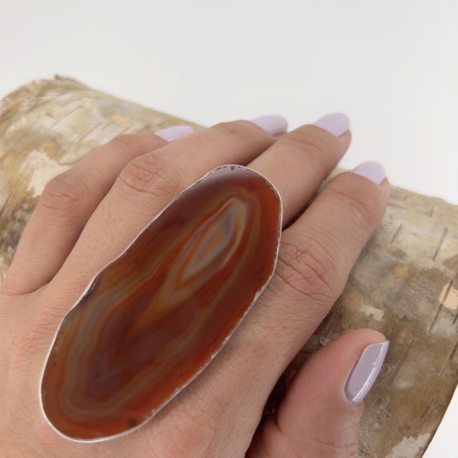 Sterling Silver Rust Agate Slice Adjustable Ring - Style #9 | Charles Albert Jewelry