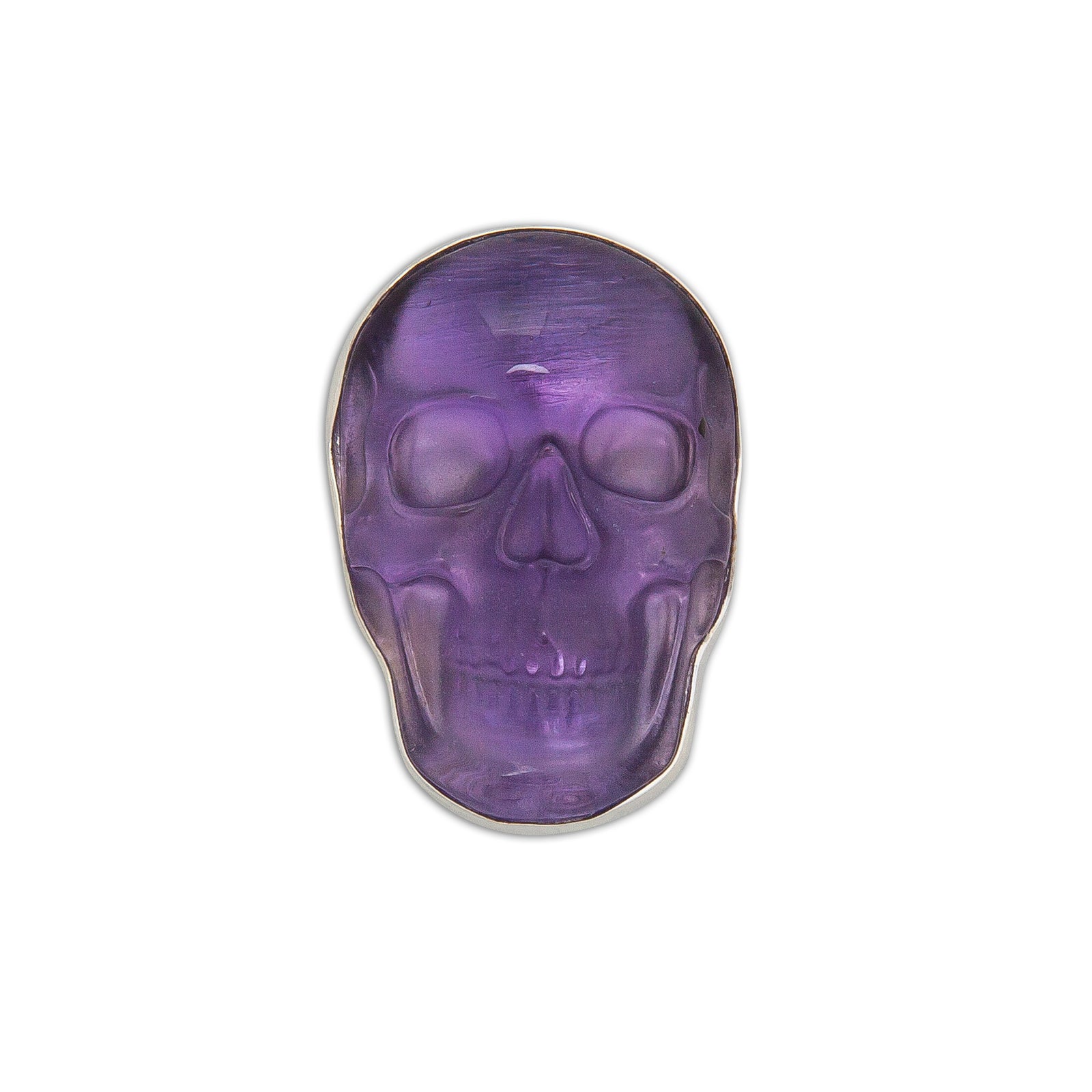 Sterling Silver Small Skull Adjustable Ring - Amethyst | Charles Albert Jewelry