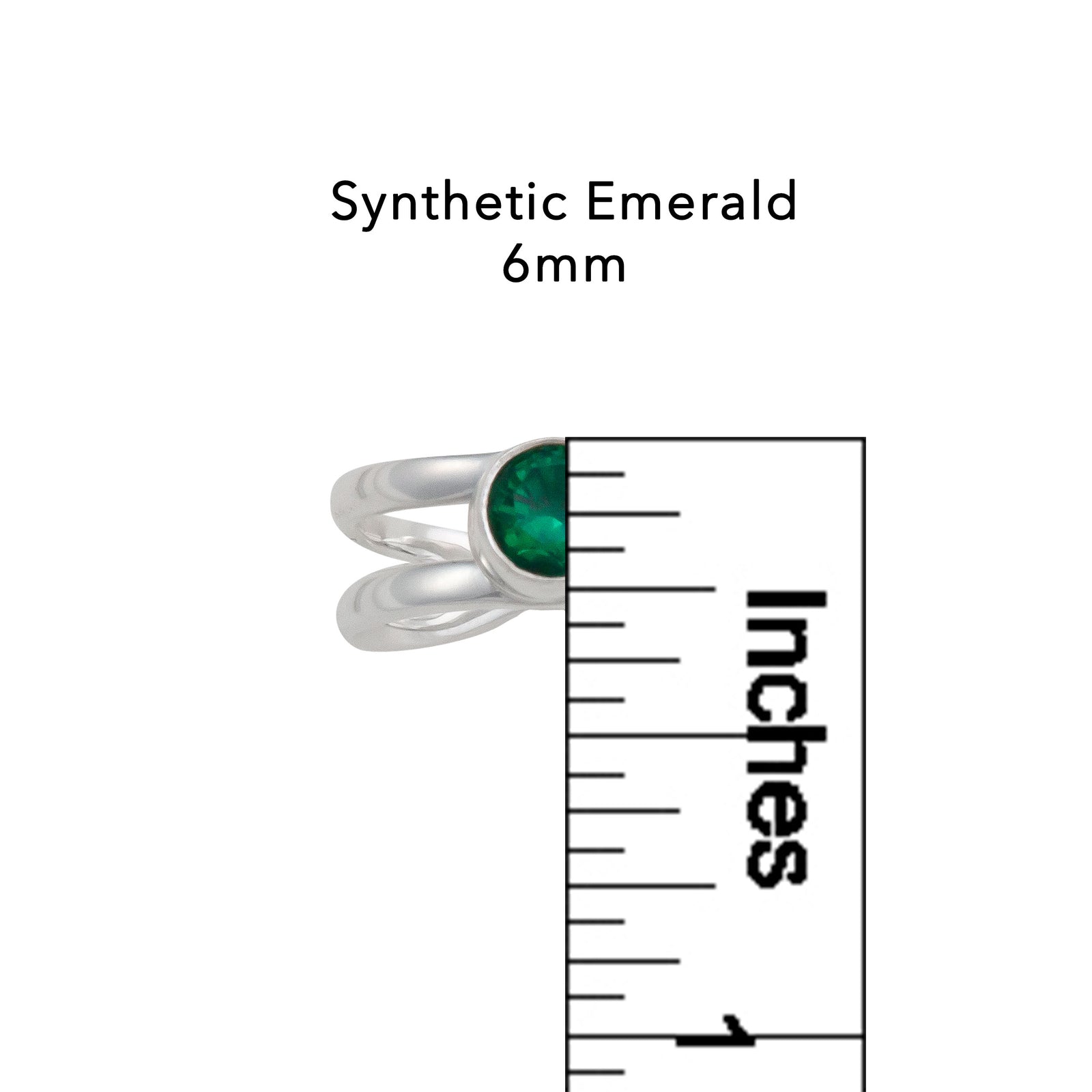 Sterling Silver Synthetic Emerald Adjustable Cuff Ring | Charles Albert Jewelry