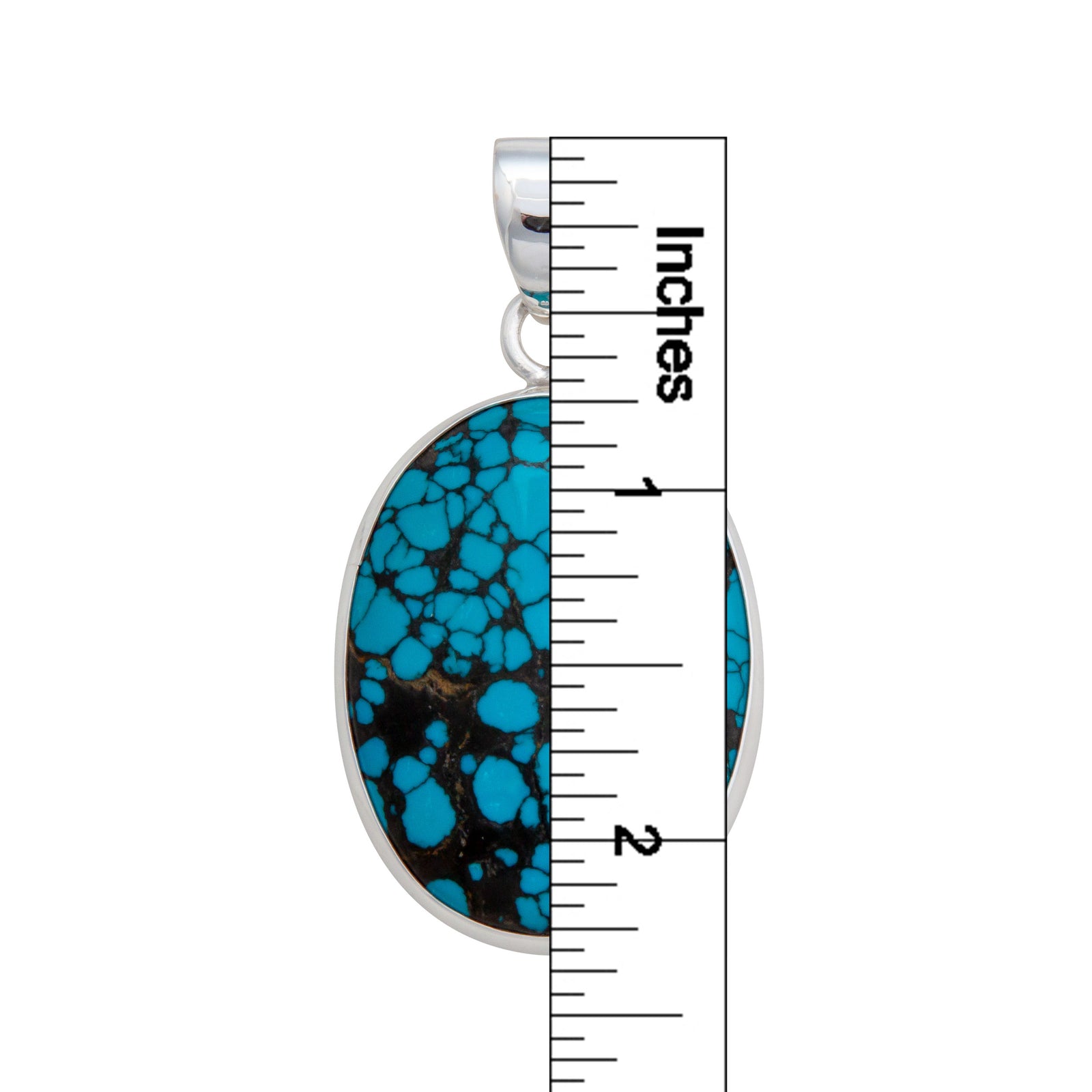 Sterling Silver Turquoise Oval Pendant | Charles Albert Jewelry