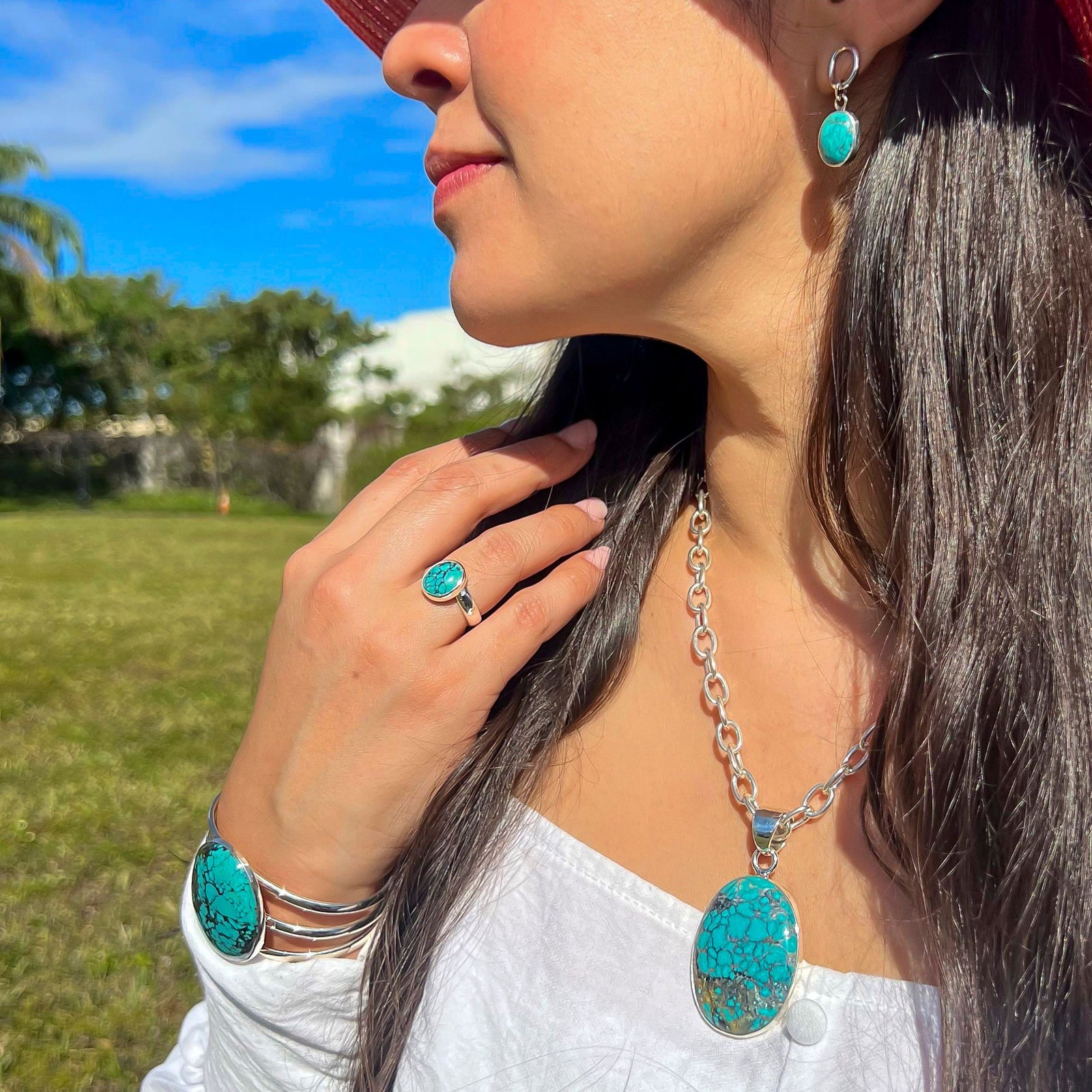 Sterling Silver Turquoise Petite Adjustable Ring | Charles Albert Jewelry