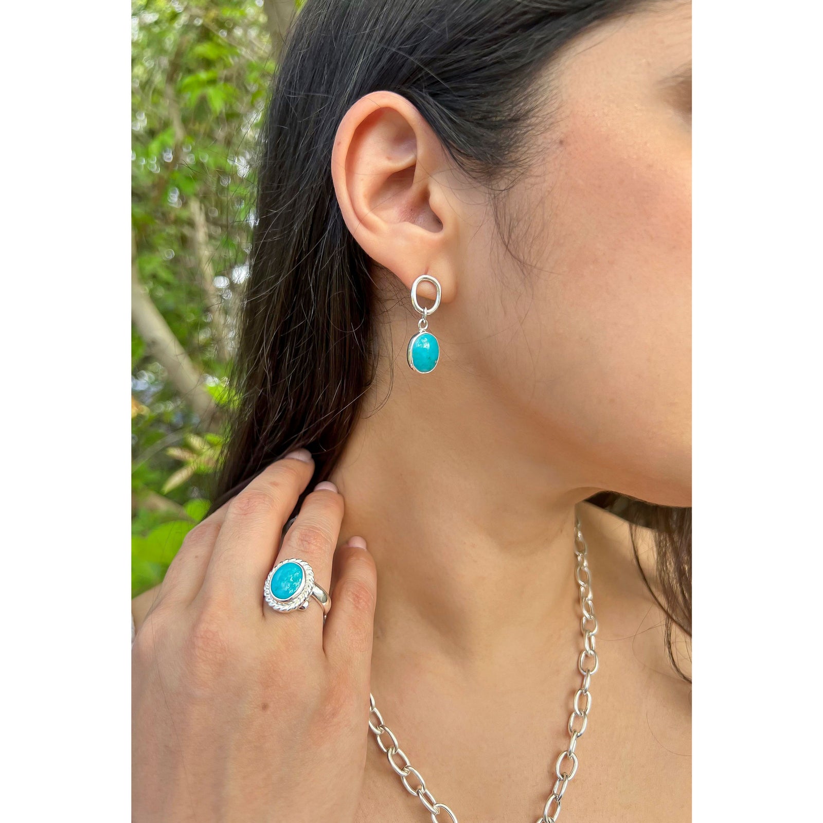 Sterling Silver Turquoise Rope Adjustable Ring | Charles Albert Jewelry