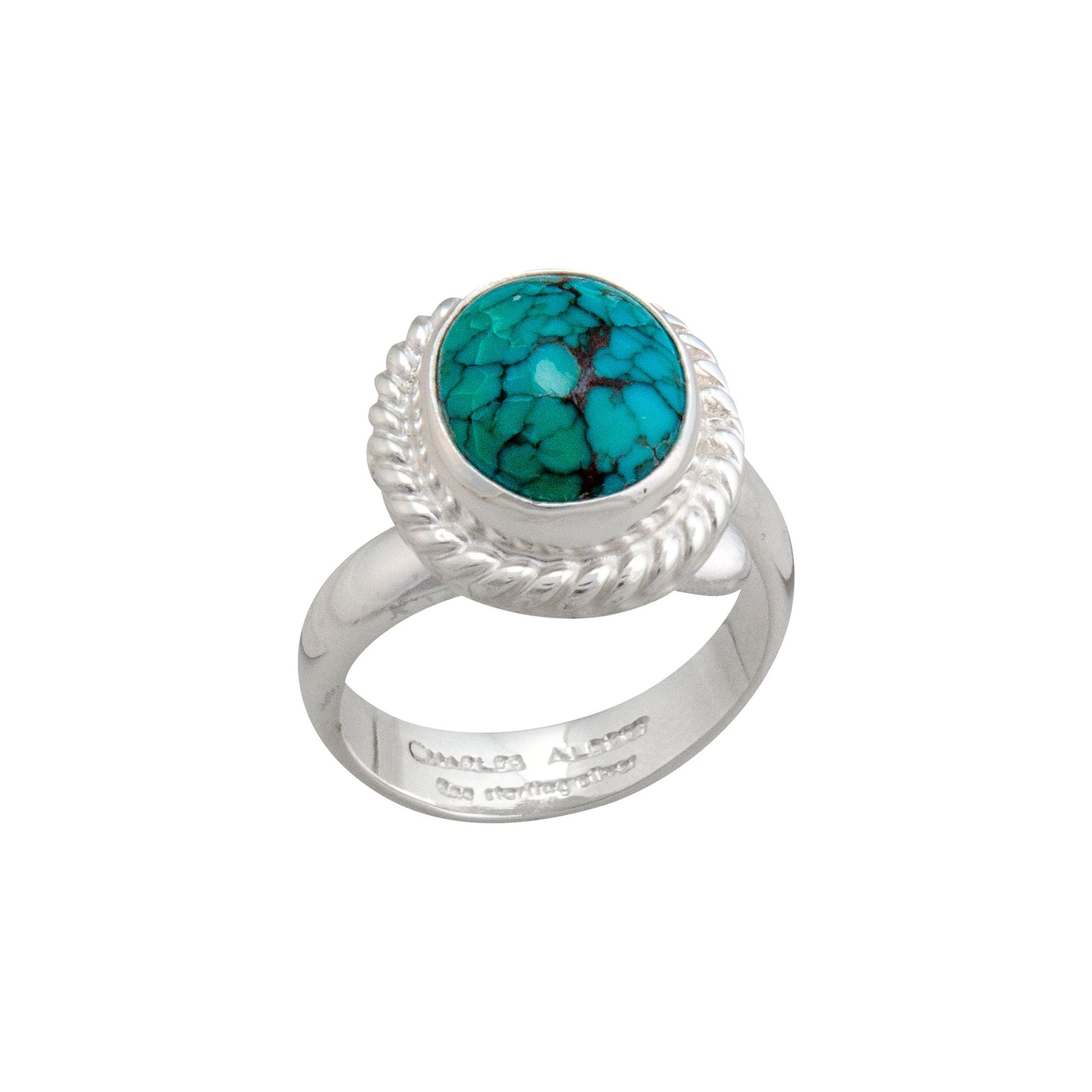 Sterling Silver Turquoise Rope Adjustable Ring | Charles Albert Jewelry