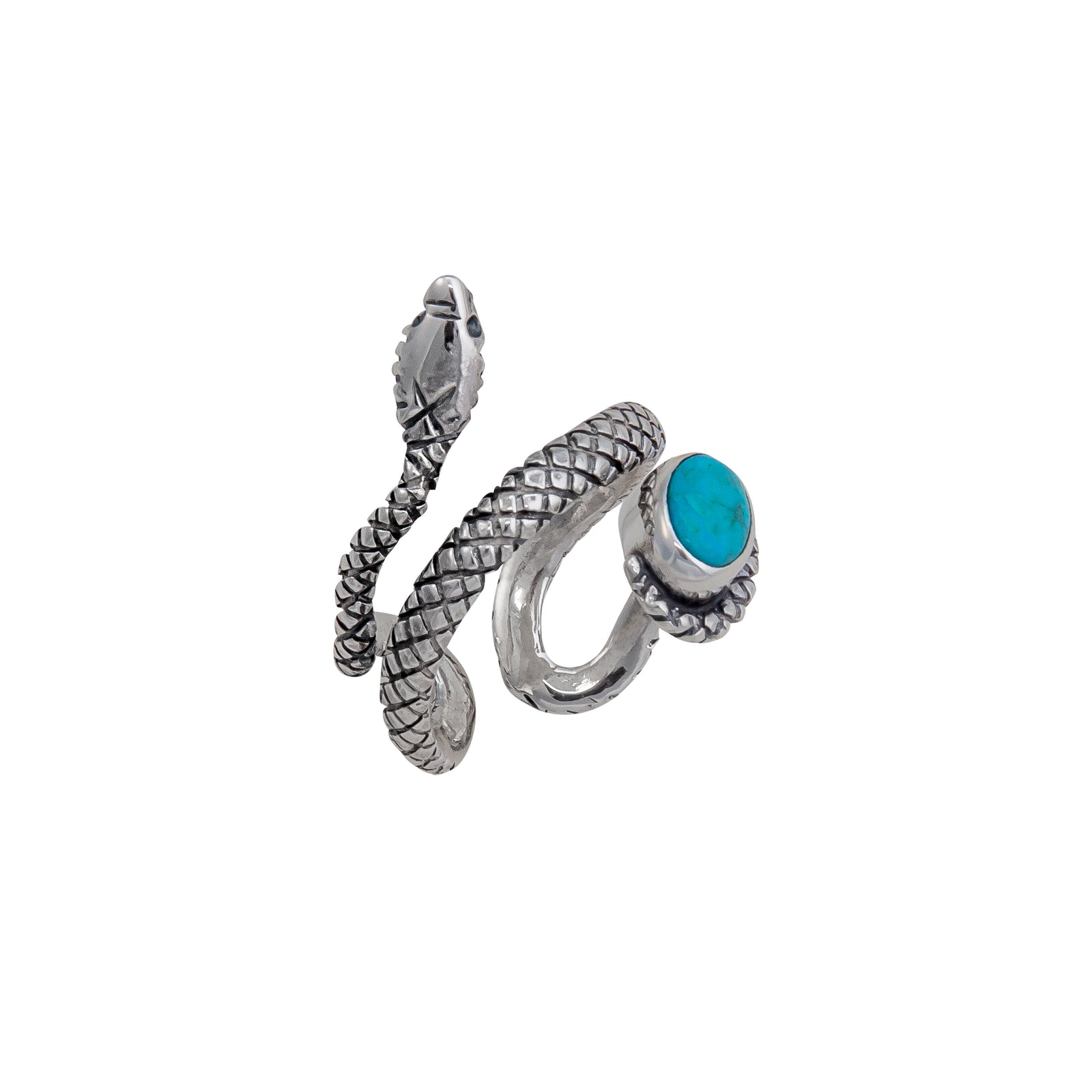 Sterling Silver Turquoise Snake Adjustable Ring | Charles Albert Jewelry