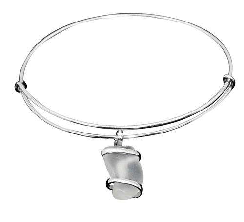 White Pompano Beach Glass Adjustable Charm Bangle | Charles Albert Jewelry