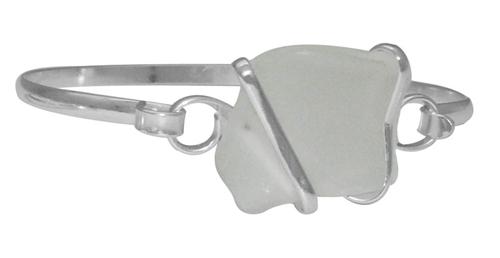 White Pompano Beach Glass Bangle with Latch | Charles Albert Jewelry