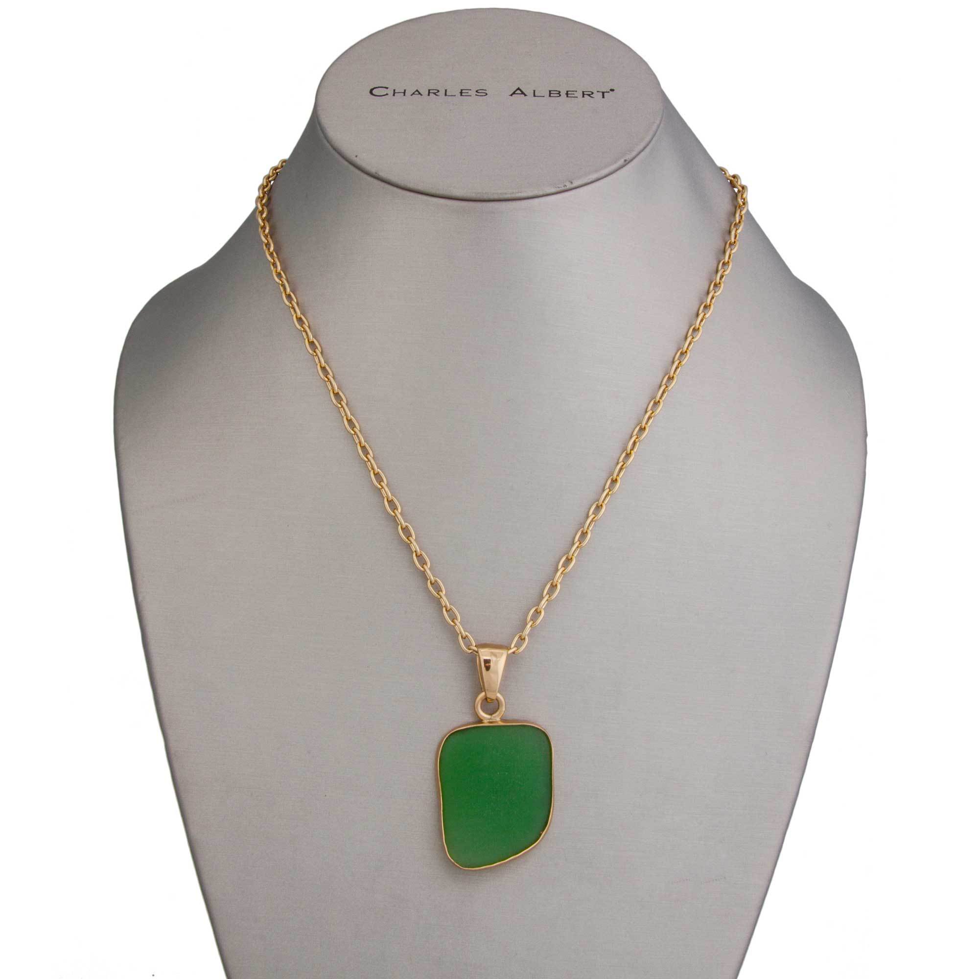 Charles Albert Jewelry - Alchemia Green Recycled Glass Pendant - Front View