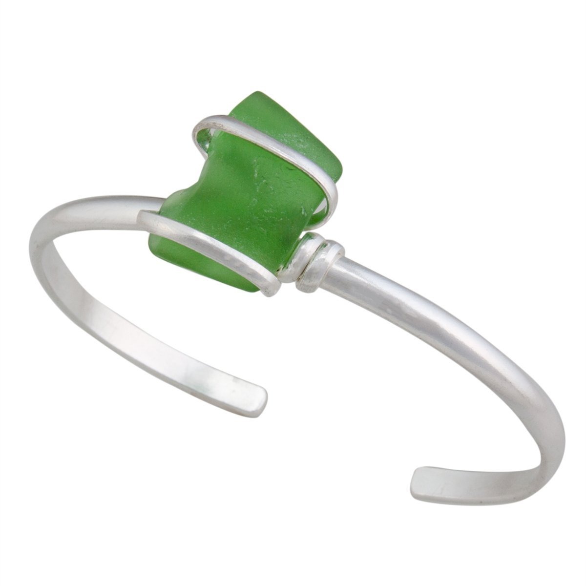 Charles Albert Jewelry - Green Pompano Beach Glass Mini Cuff - Side View